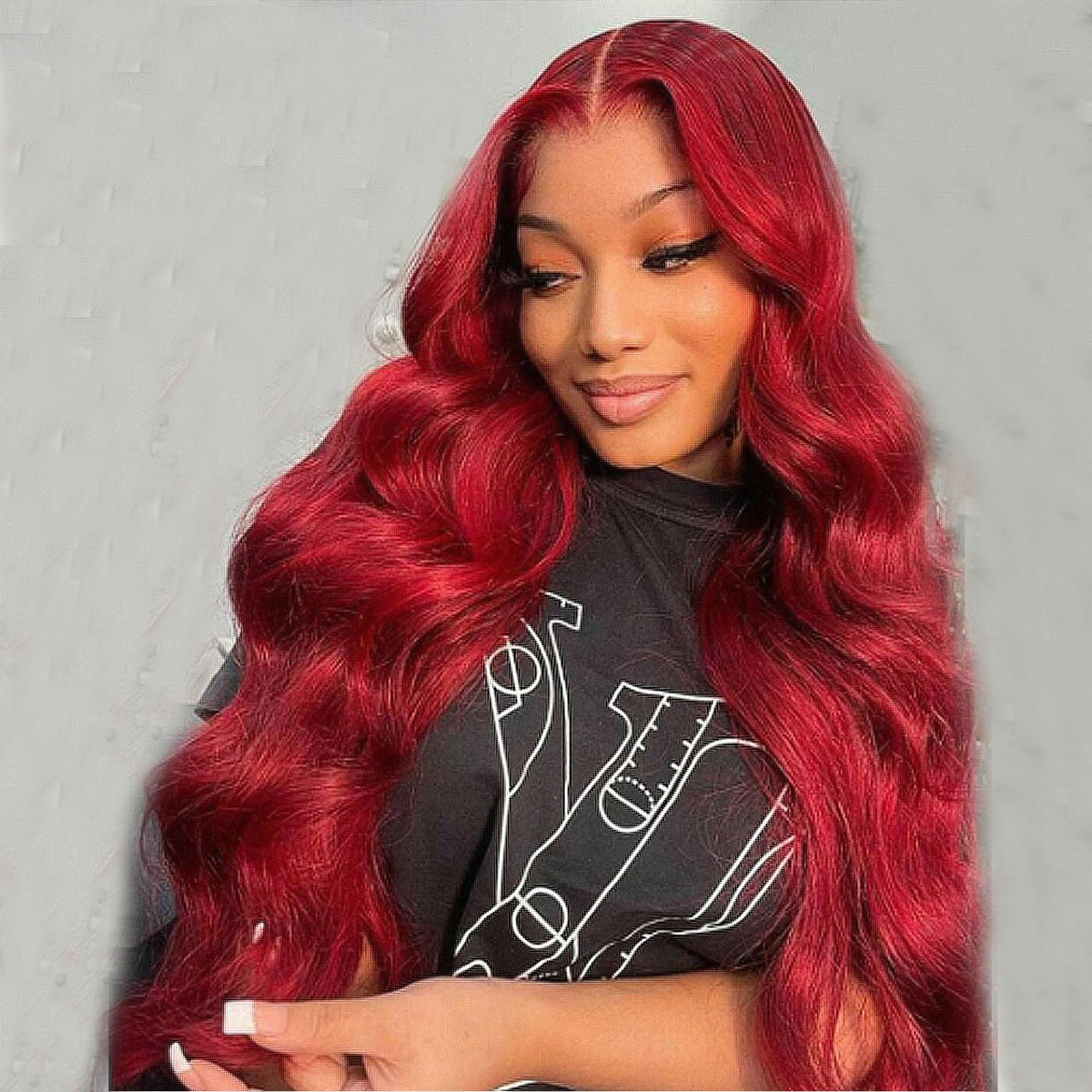 Red Wig Realistic Lace Front Cosplay Wig Hot Red Color Synthetic Cosplay Wig for Women Bright Red Lace Front Wigs with Natural Hairline Long Wavy Hair