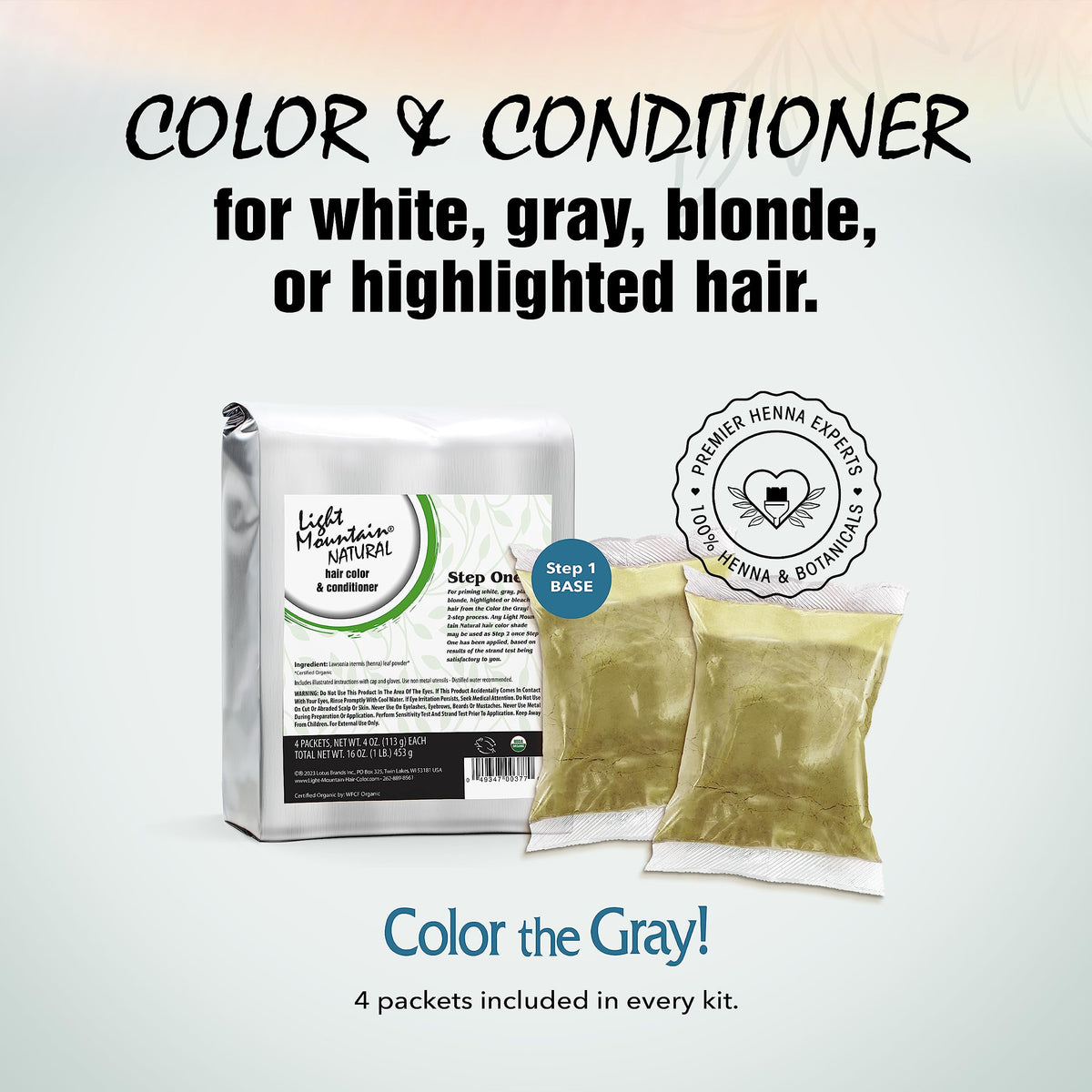 Light Mountain Natural Color the Gray Step 1 - Bulk 1 Pound Powder for Covering White, Gray, or Platinum Blond Hair, 16 Oz Beauty & Personal Care LIGHT MOUNTAIN