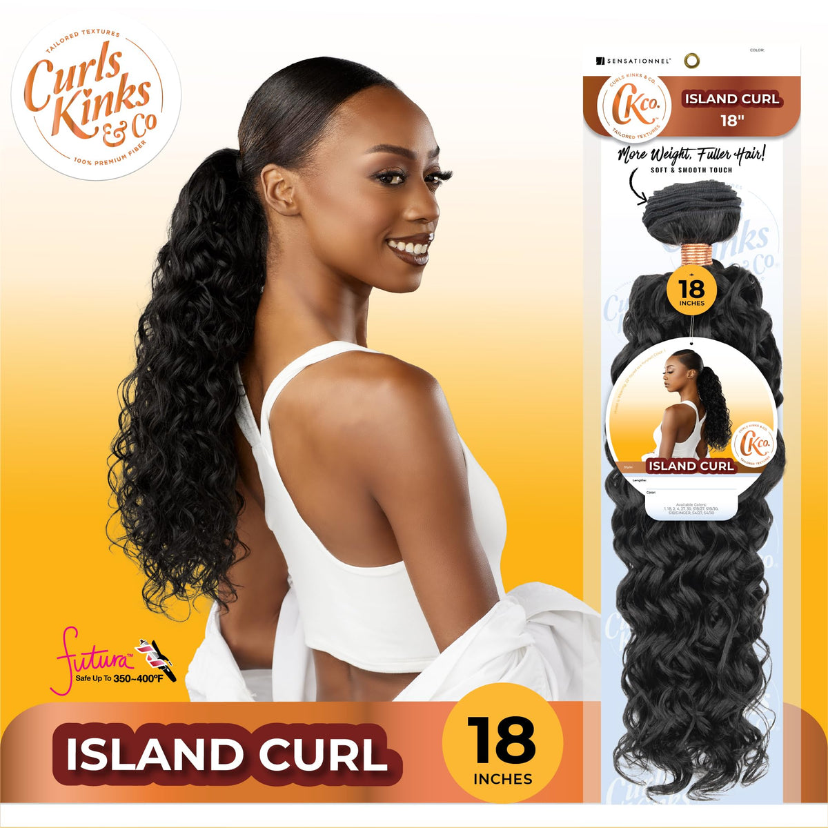 Sensationnel CKCO Synthetic Bundle-Island Curl,18 inch, 1 JETBLACK