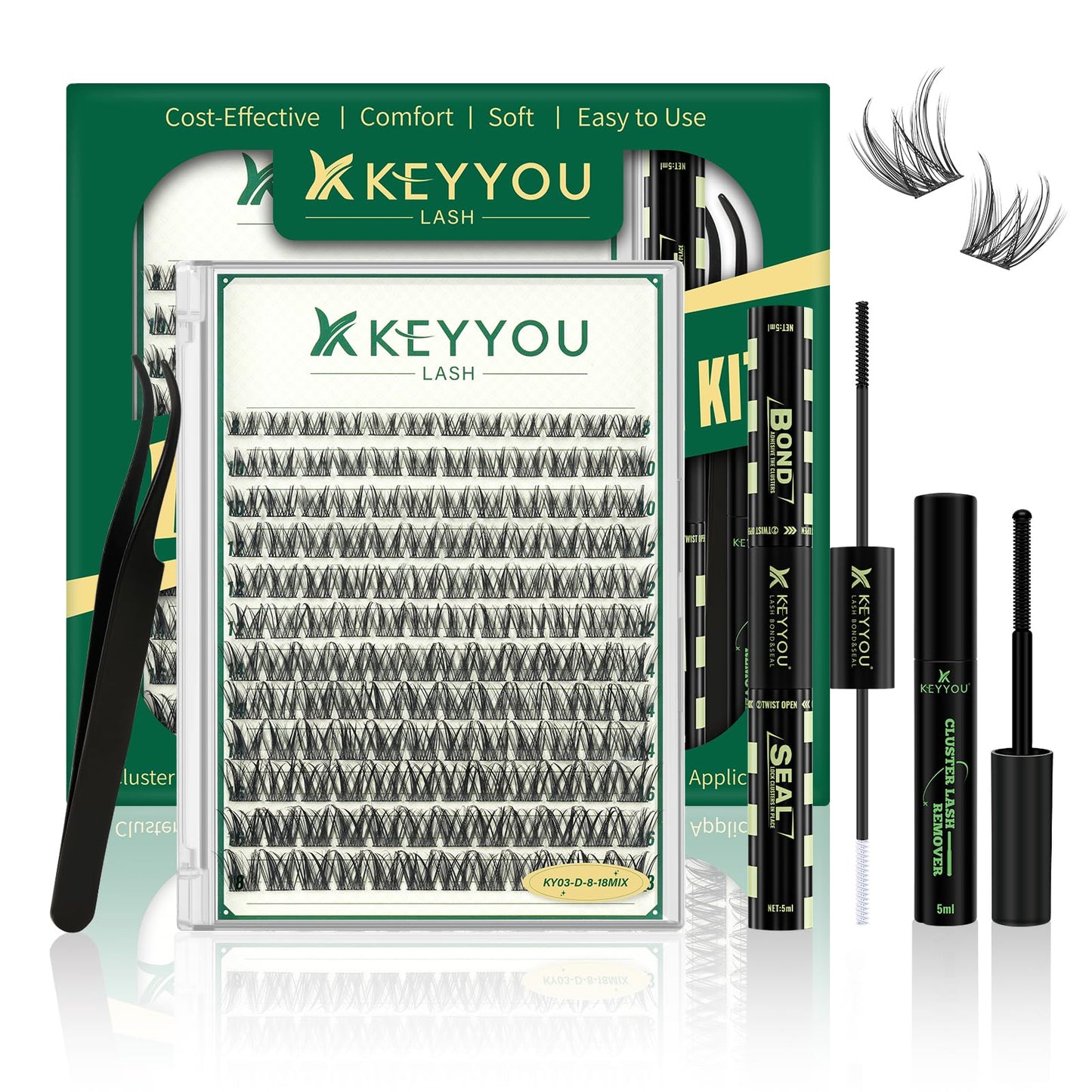 KEYYOU KY03 Lash Clusters Kit, DIY Eyelash Extension Kit Beauty and Personal Care KEYYOU Default Title