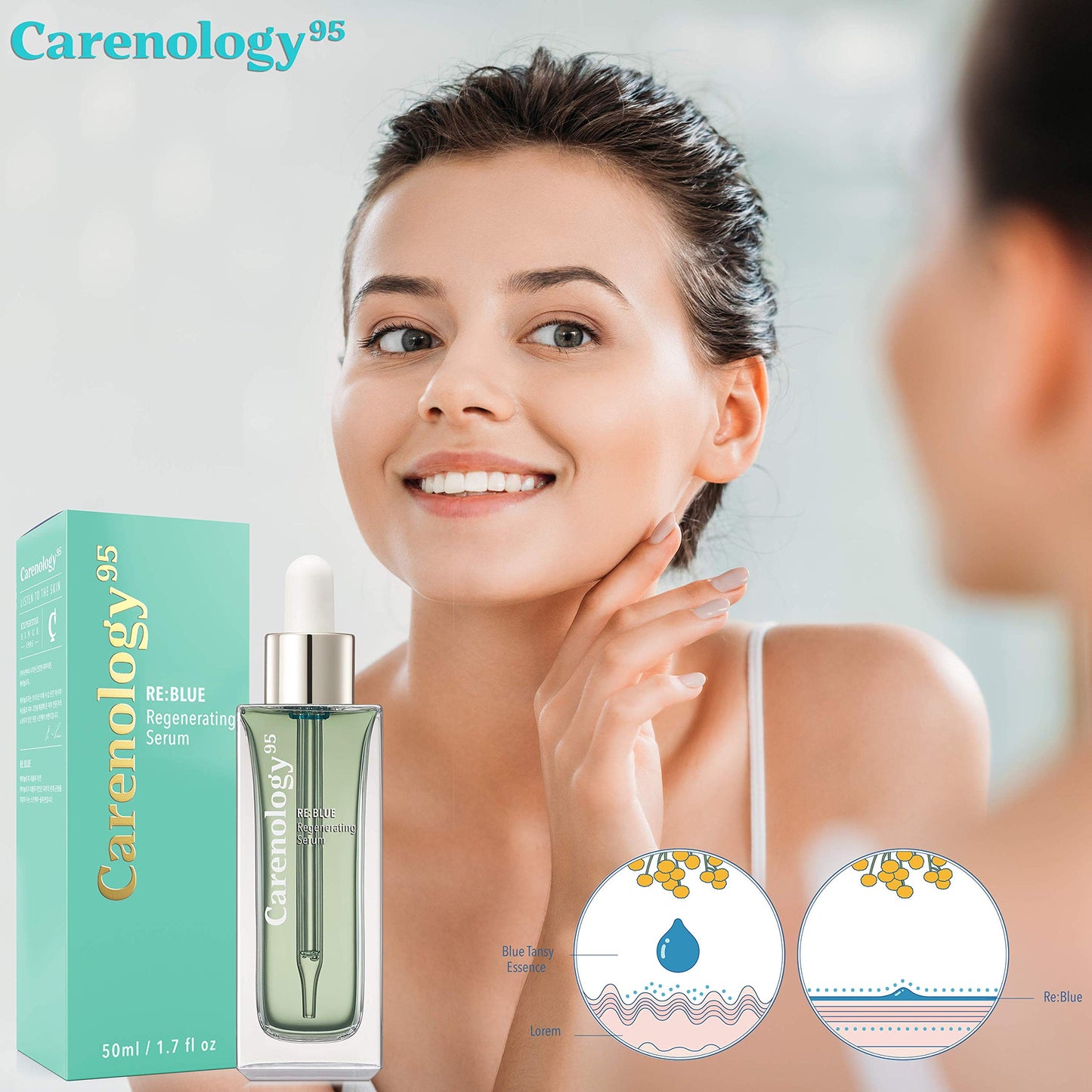 Carenology Blue Tansy Regenerating Organic Face Serum: Oil-Free, Antioxidant Natural Ingredients Witch Hazel, Neroli Oil, Beta glucan for Pure Beauty & Personal Care Carenology 95