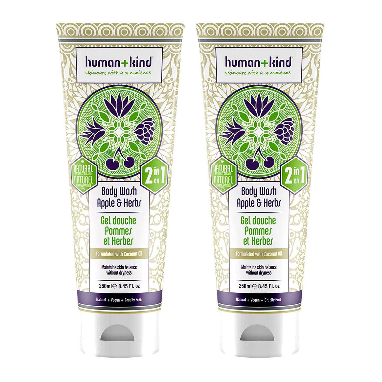 Human+Kind Body Wash - Apple and Herbs Unisex 8.45 oz - Pack of 2 Beauty & Personal Care Human+Kind