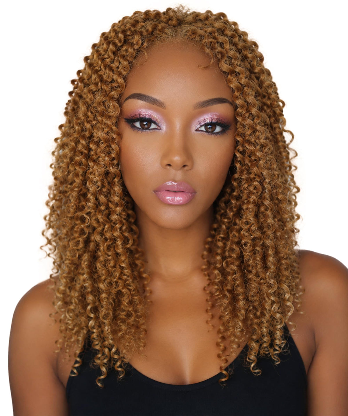 LUXLUXE Tierra Curly 19 in Long 4x4 Hand Tied Lace Braid Braided Wig, Beauty Heat Resistant Fiber, 20+ Shades of Natural, Dip Dyed, & Blended Colors
