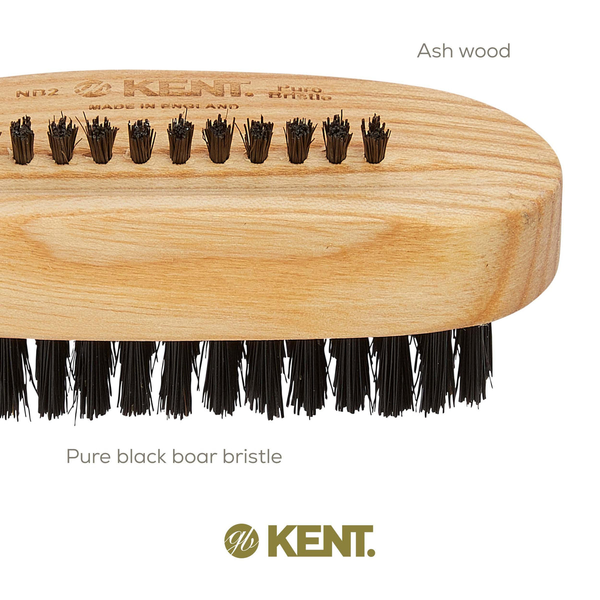 Kent NB2 Natural Bristle Fingernail Brush and Hand Scrub Brush, Beechwood Nail Brusher to Clean Nails and Scrubber for Hands and Feet