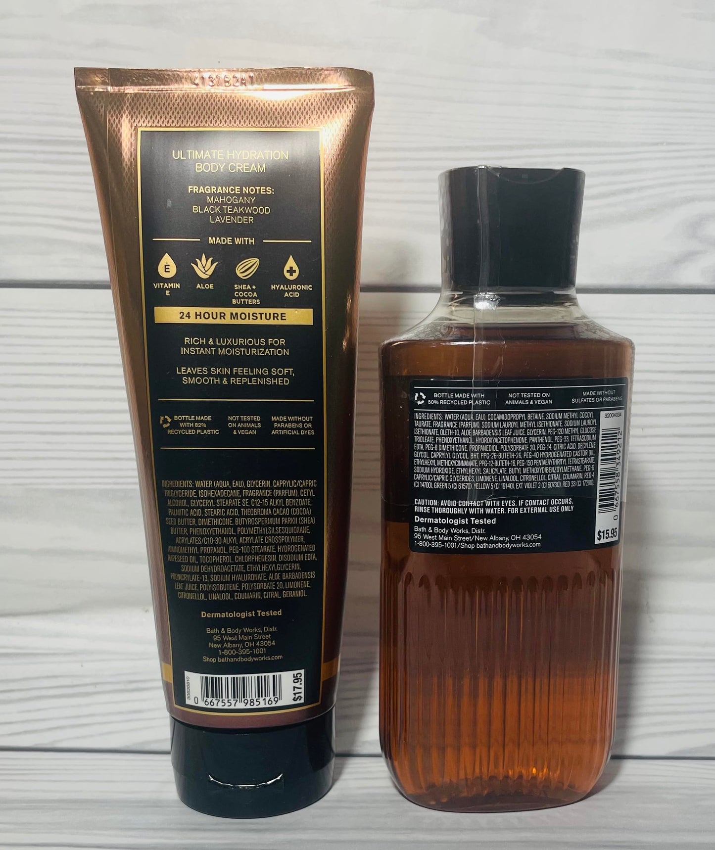 Bath & Body Works Mahogany Teakwood Men's 3-in-1 Hair, Face & Body Wash and Body Cream 2 Piece Set Beauty & Personal Care Bath & Body Works
