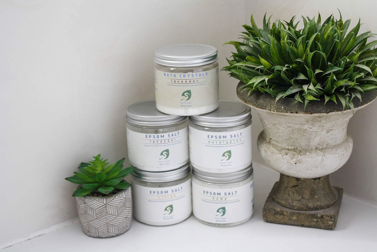 White Egret - Hemp Pharmaceutical Grade Epsom Salt - 16oz Beauty and Personal Care White Egret