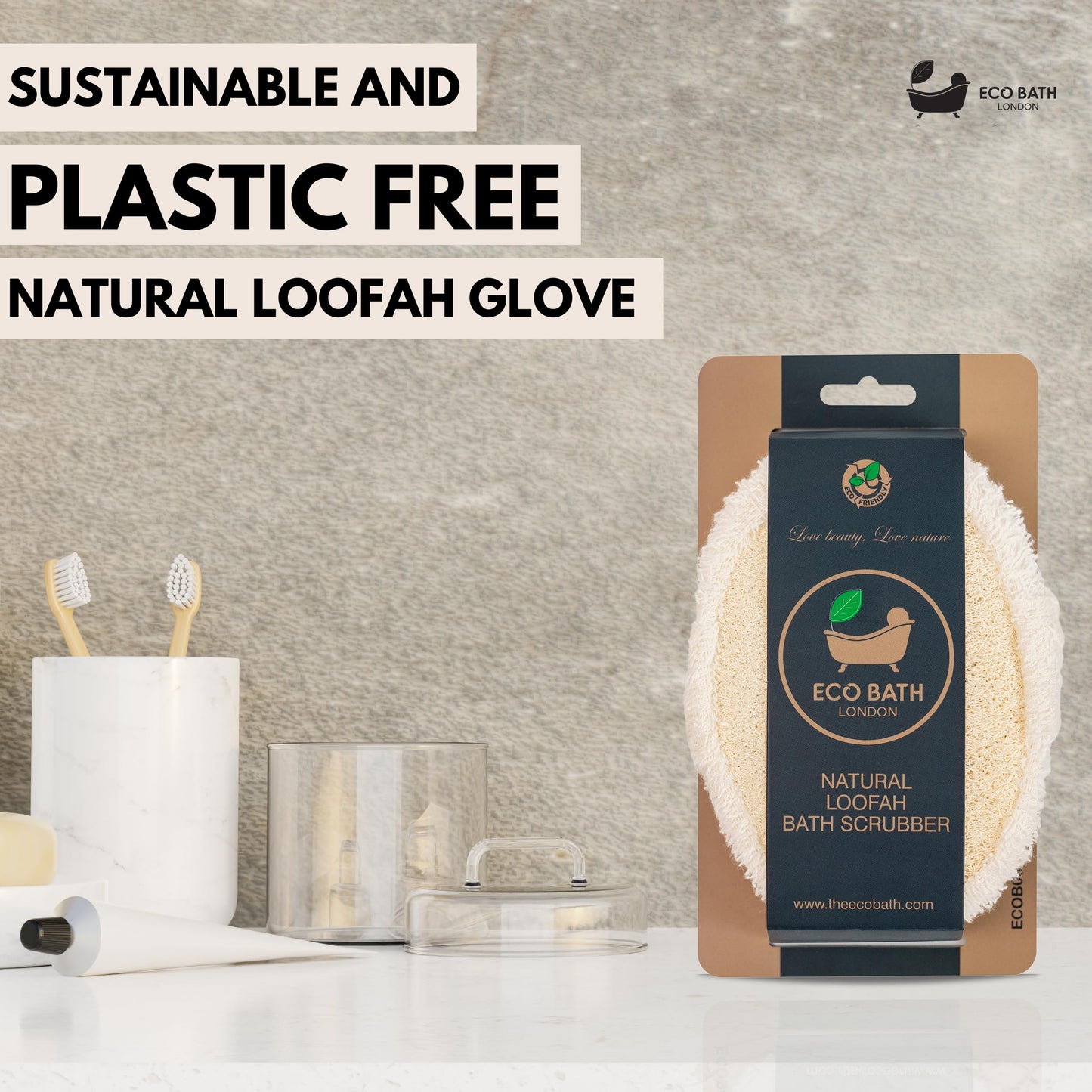 Eco Bath London Natural Loofah Bath Scrubber - Premium Loofah Sponge for Deep Exfoliation and Smooth Skin, Natural Bath Exfoliator Beauty and Personal Care Eco Bath London
