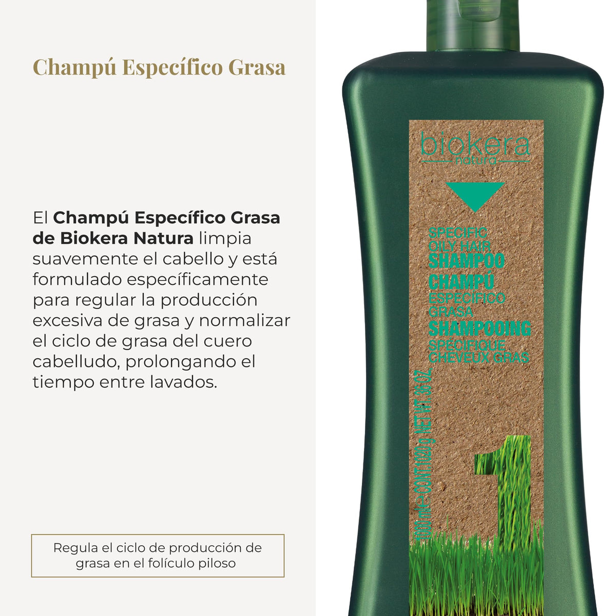 Salerm Cosmetics Biokera Natura Shampoo Specific Grease - 1000 ml
