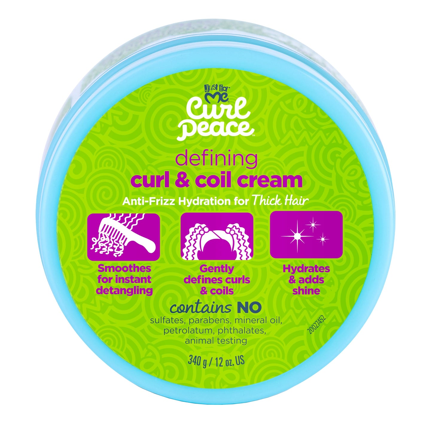 Just For Me Curl Peace Defining Curl & Coil Cream - Holds & Hydrates, Contains Flaxseed, Avocado Oil & Black Castor Oil, No Animal Testing, 12 oz Beauty & Personal Care Just For Me