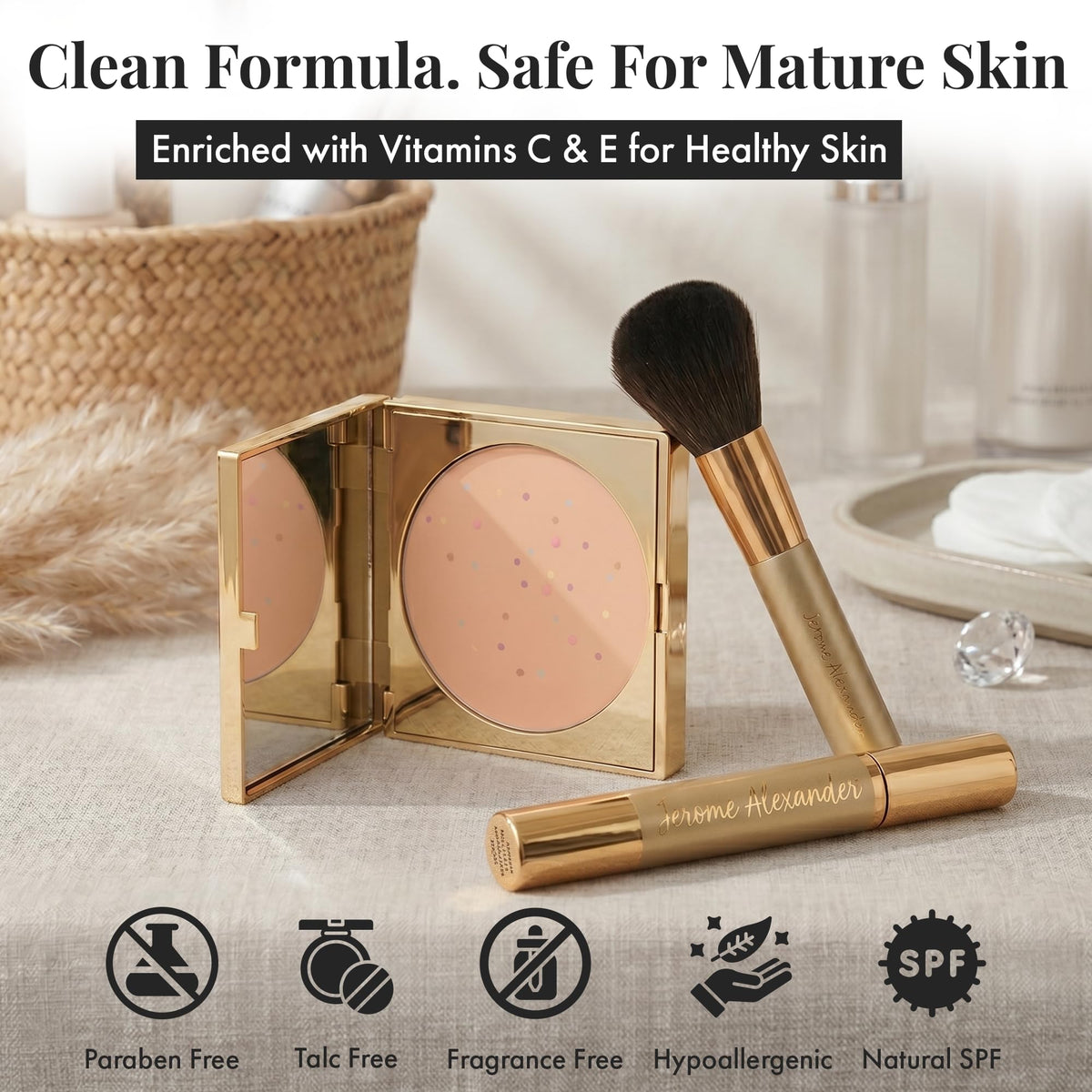 Magic Minerals Powder Foundation 4pc Set by Jerome Alexander - Medium
