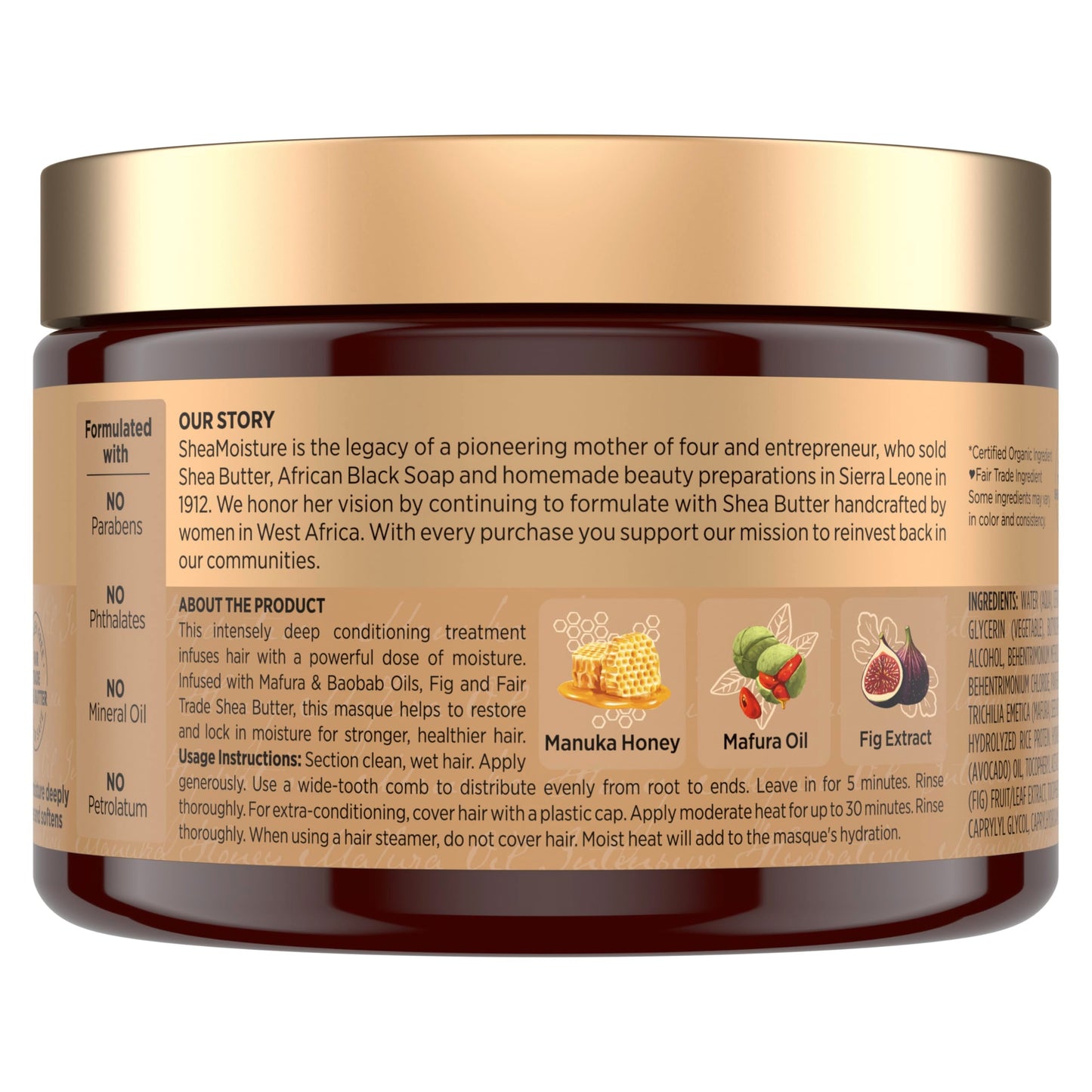 SheaMoisture Intensive Hydration Hair Masque Manuka Honey & Mafura Oil For Dry, Damaged Hair Deep Conditioning Hair Treatment 11.5 oz Beauty & Personal Care SheaMoisture