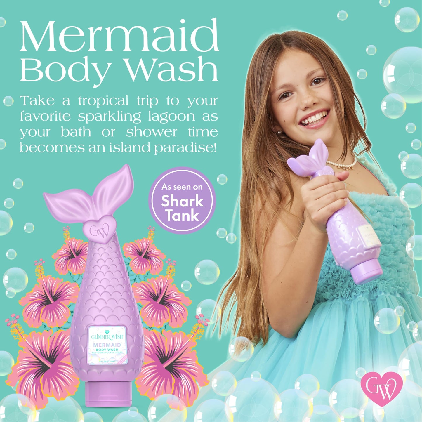 Glimmer Wish Mermaid Kids Body Wash, Gentle Cleanser and Moisturizing Sulfate Free Body Wash, Skin Care for Kids, Tropical Beach Scent, 12 Fl Oz Beauty & Personal Care Glimmer Wish