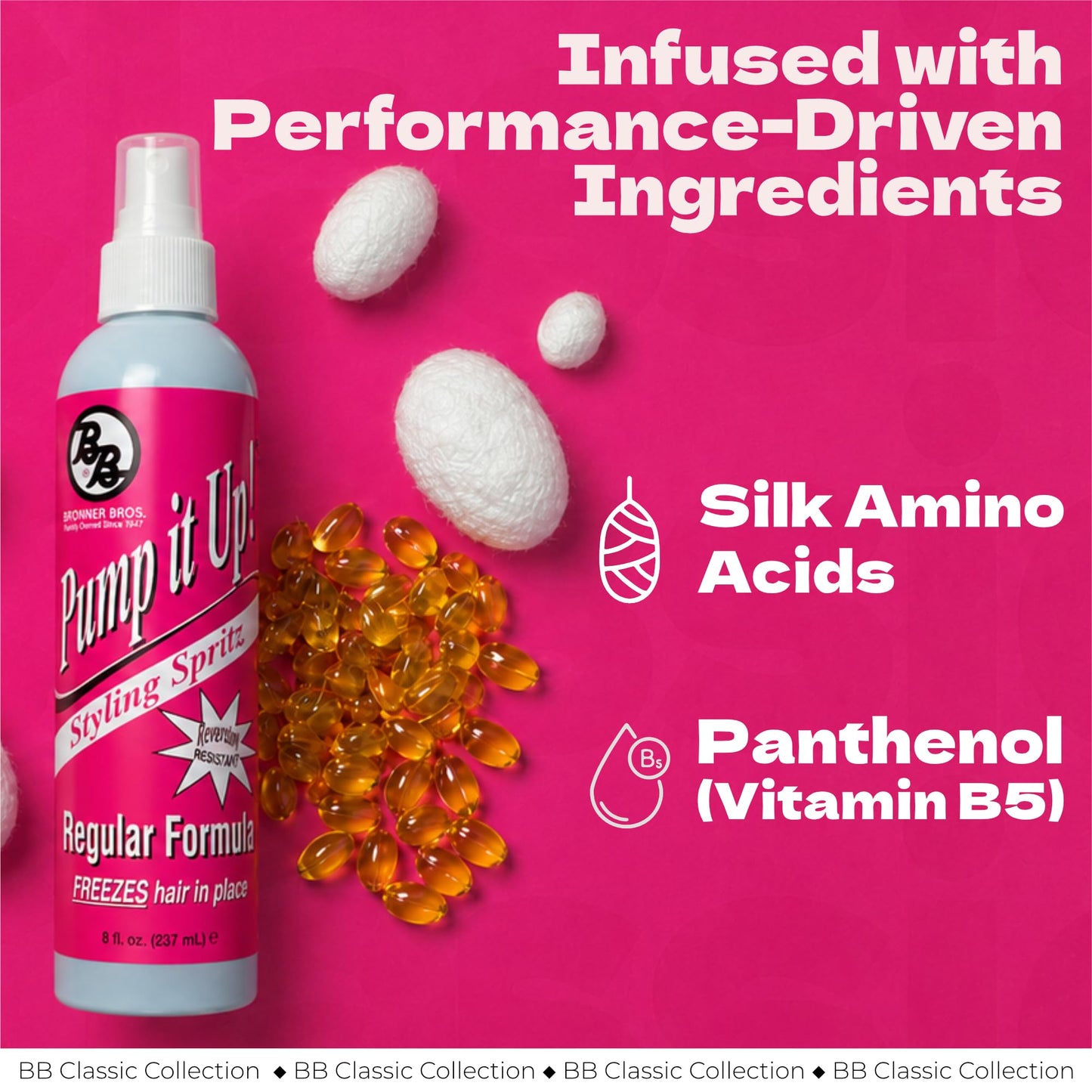 Bronner Bros Pump It Up! Styling Spritz Regular - Fast-Drying Hair Spray with Silk Amino Acids & Vitamin B5 to Enrich & Protect - No Build-Up Beauty & Personal Care Bronner Bros