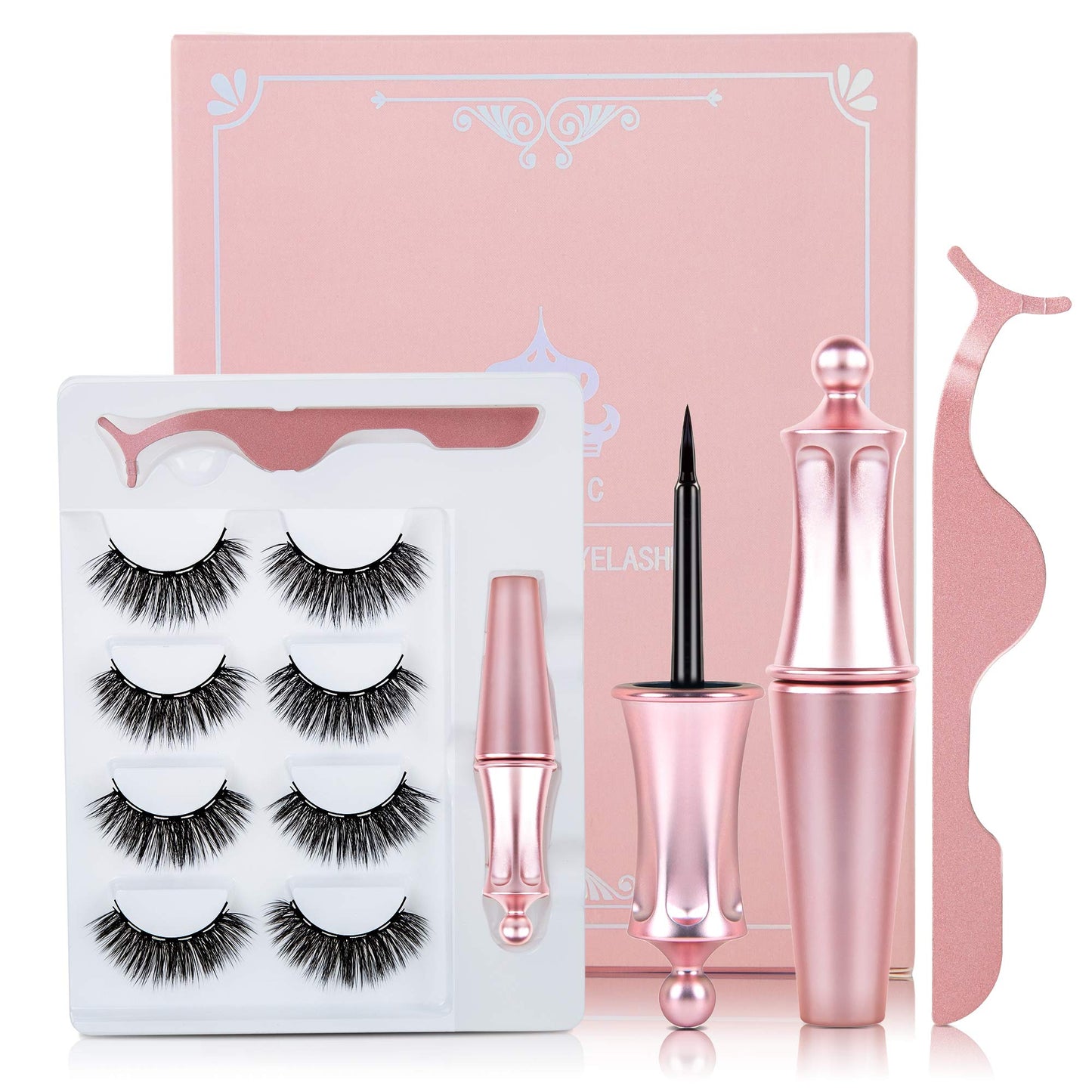 Magnetic Eyelashes, False Eyelashes Magnetic Eyelashes with Eyeliner Natural Look with Eyeliner?4pairs? Beauty & Personal Care Aonmik