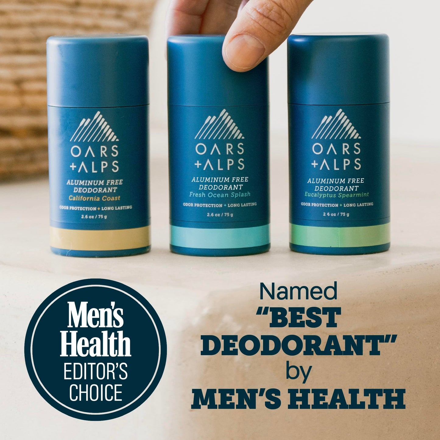 Oars + Alps Aluminum Free Deodorant for Men - Long Lasting Odor Protection, Clear & Free of White Residue, Anti-Chafing Smooth Glide, Dermatologist Beauty and Personal Care Oars + Alps