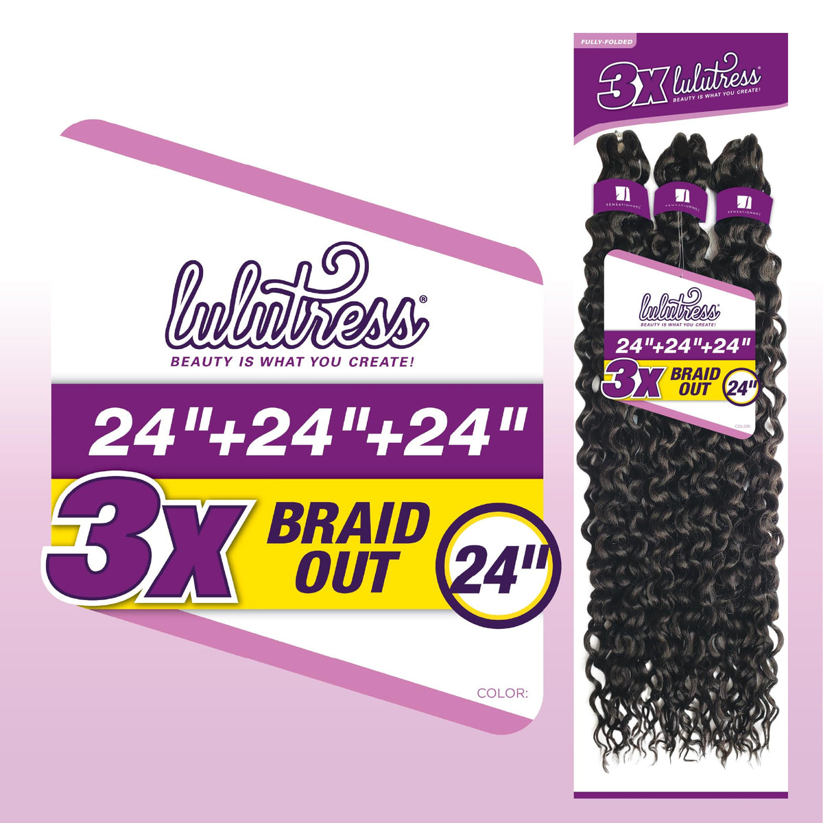 Sensationnel Lulutress Crochet Braiding Hair-3X Braid Out 24 Inch,T1B/27