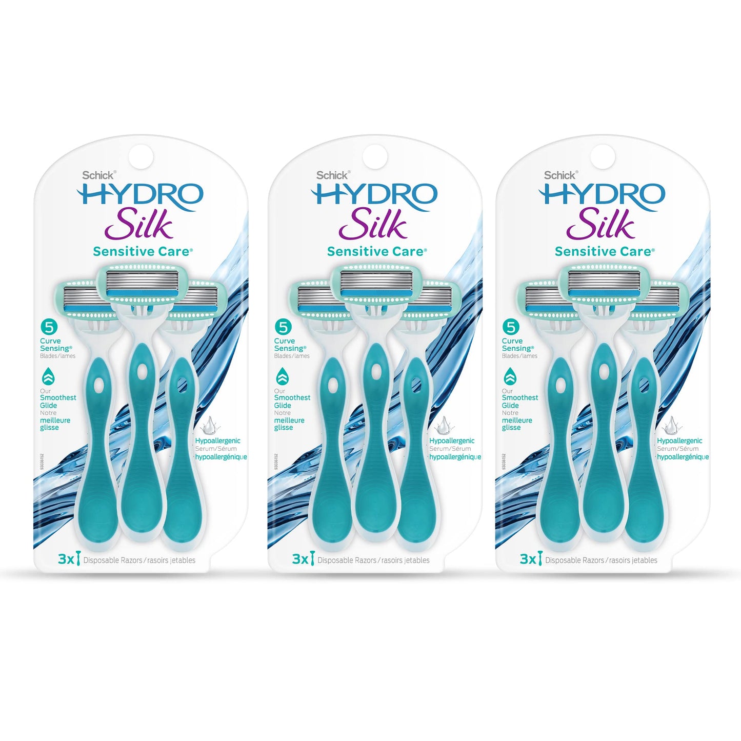 Schick Hydro Silk Sensitive Women's Disposable Razors, 9ct - 5-Blade Disposable Razors for Women Sensitive Skin - Travel Razor for Women Beauty and Personal Care Schick Hydro Silk