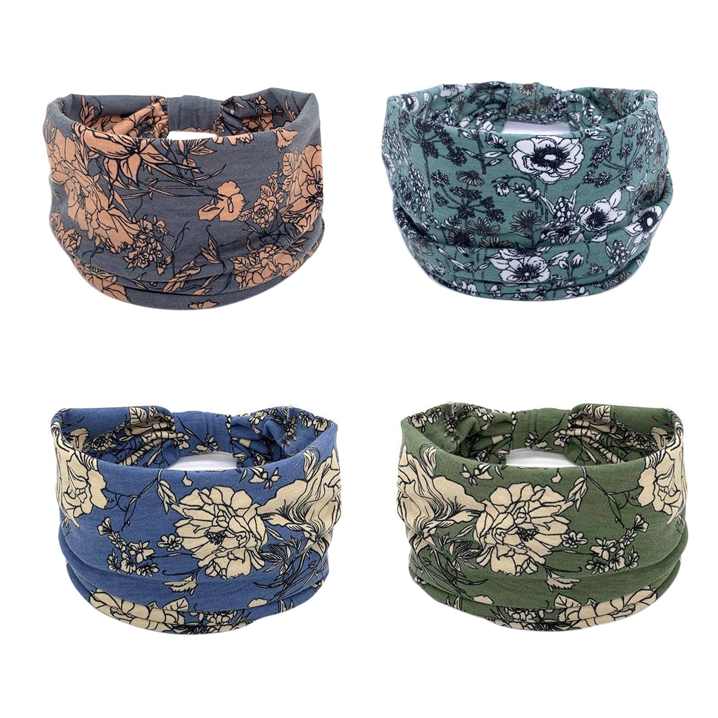 YONUF Wide Boho Headbands for Women Fashion Knotted Headband Yoga Workout Hair Accessories African Head Wrap 4 Pack Beauty and Personal Care YONUF
