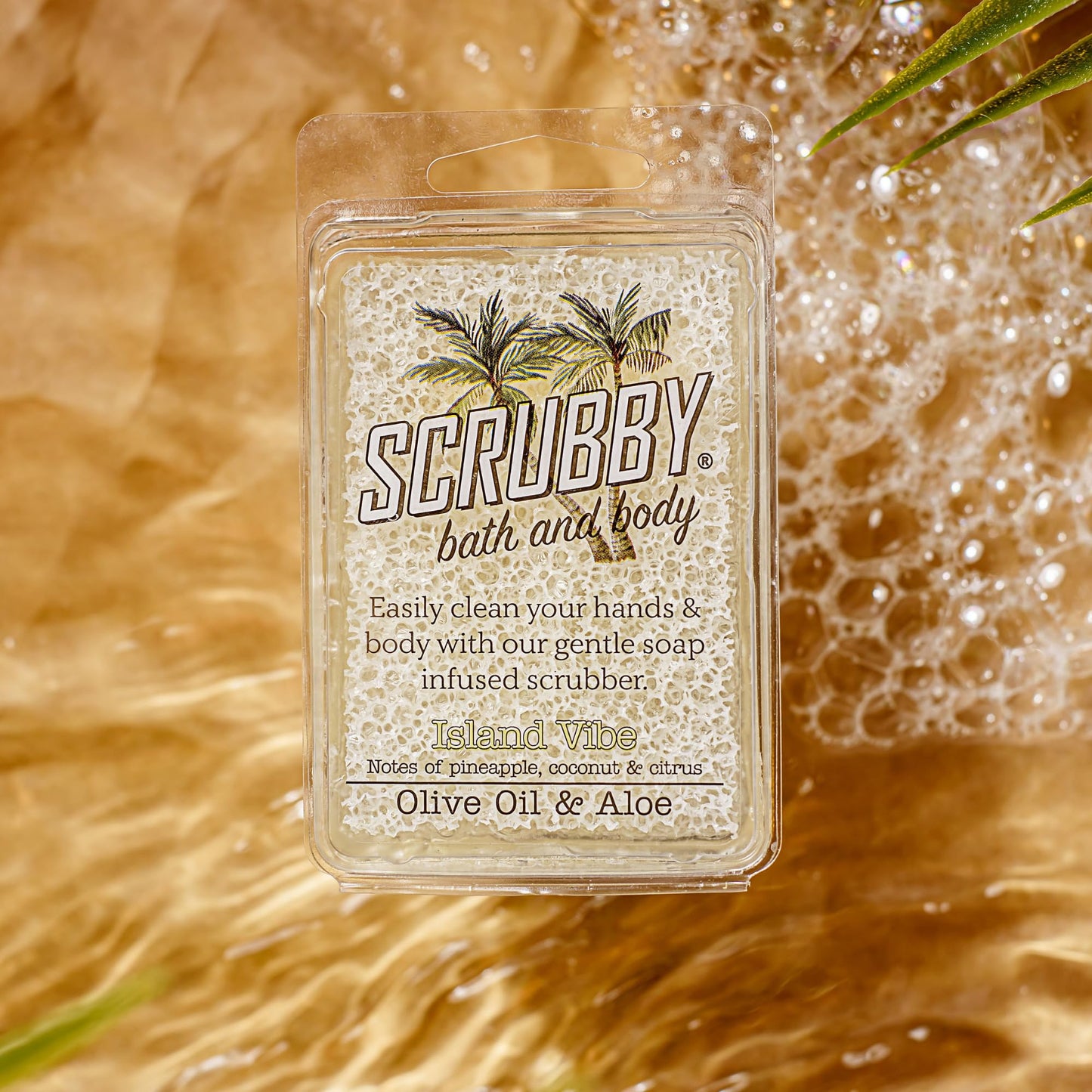 Scrubby Soap - Island Vibe with Olive Oil - Scented Natural Soap Infused Scrubber - Exfoliating and Hydrating Bath & Body Bar Beauty & Personal Care Scrubby