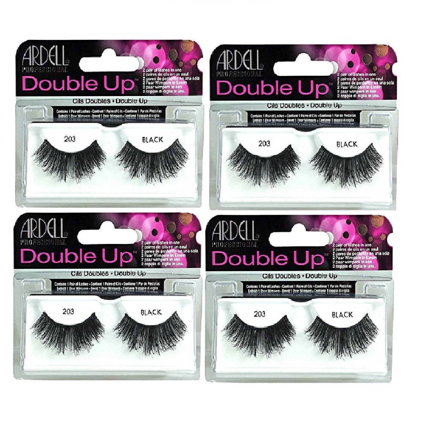 Ardell - Double Up #203 False Eyelashes, Black reusable (4-Pack) Beauty & Personal Care Ardell