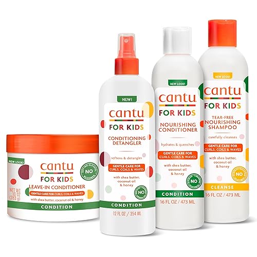 Cantu Care for Kids Haircare Regimen Set with Large Size Shampoo + Conditioner + Detangler + Leave-In Conditioner (Pack of 4) Beauty & Personal Care Cantu