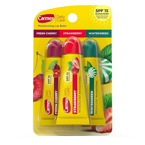 Carmex Daily Care Moisturizing Lip Balm Pack, Lip Balm With Sunscreen in Fresh Cherry, Strawberry and Wintergreen -0.35 Ounce (Pack of 3) Beauty & Personal Care Carmex