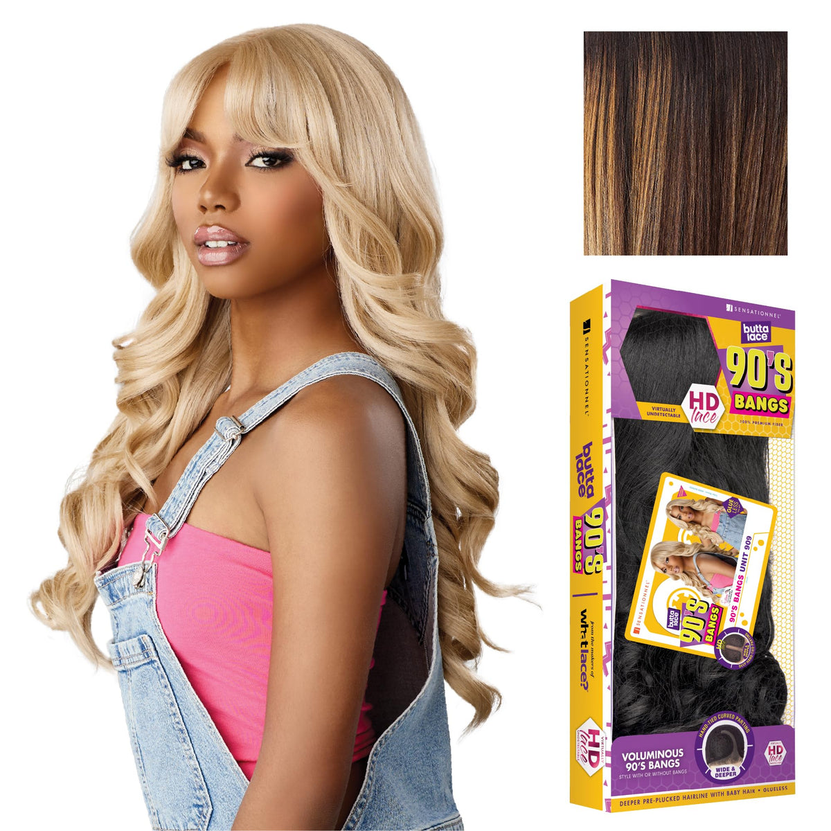Sensationnel Butta Lace 90s Bangs Wig-Unit 909, BALAYAGESUNKISSED