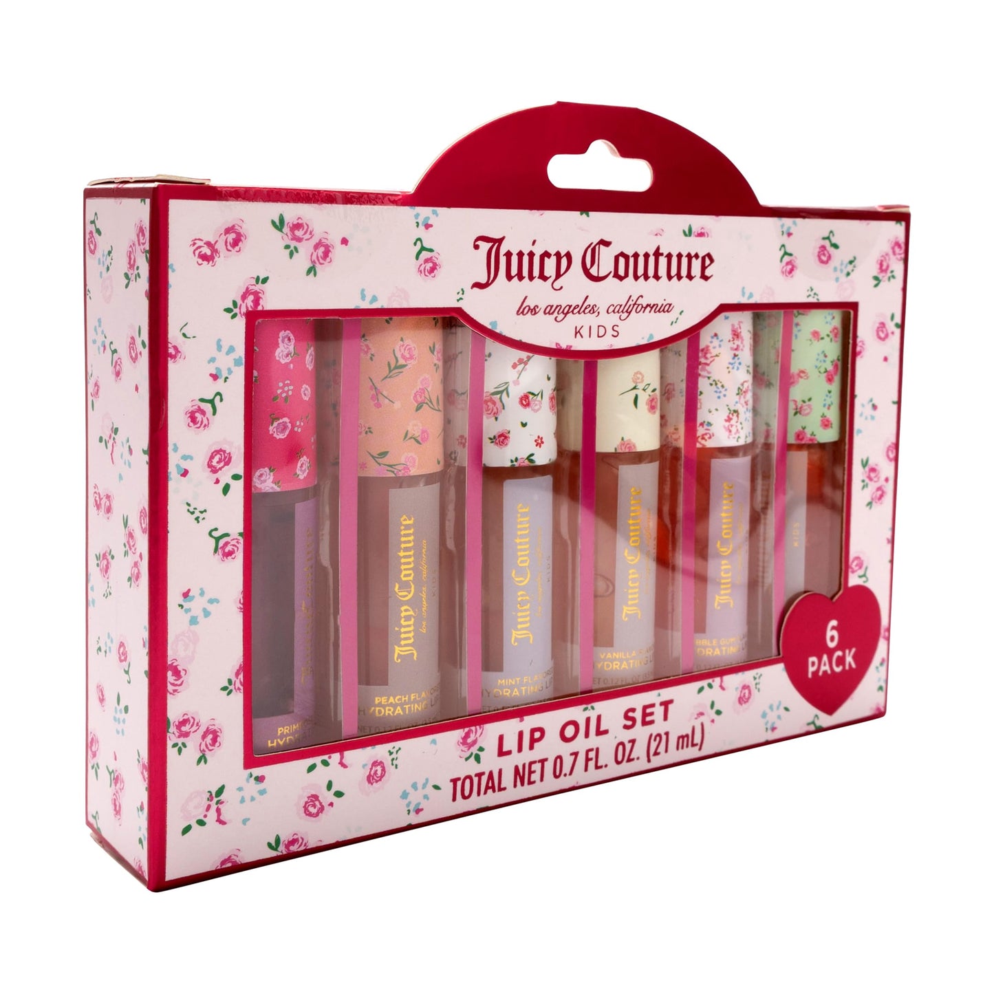 Juicy Couture Kids Hydrating Lip Oil Set, 6 Pack Floral Tubes, Tinted Lip Oil Gift Set for Girls and Tweens Beauty & Personal Care Juicy Couture
