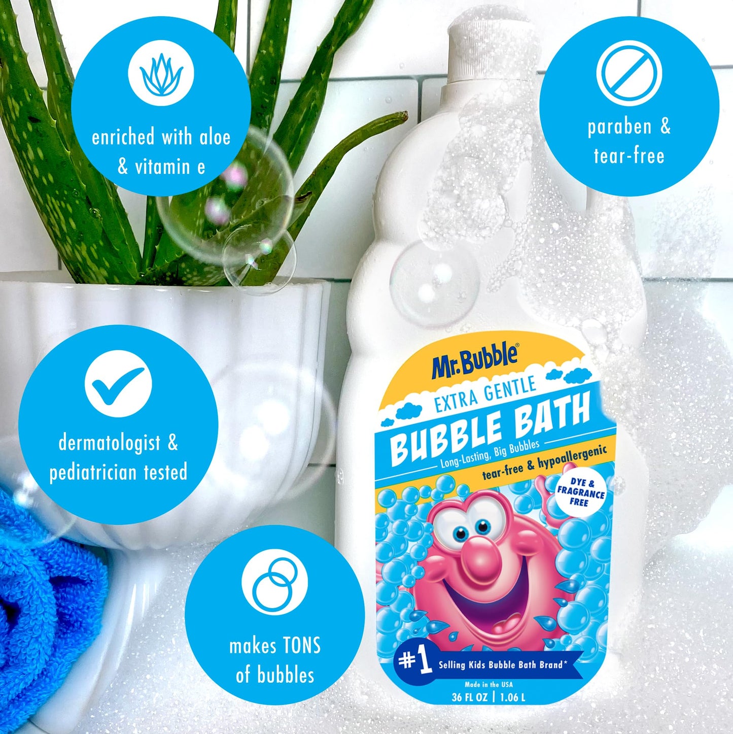 Mr. Bubble Extra Gentle Bubble Bath - Hypoallergenic, Tear Free Bubble Bath Solution Perfect for Sensitive Skin (Pack of 2 Bottles, 36 fl oz Each) Beauty & Personal Care Mr. Bubble