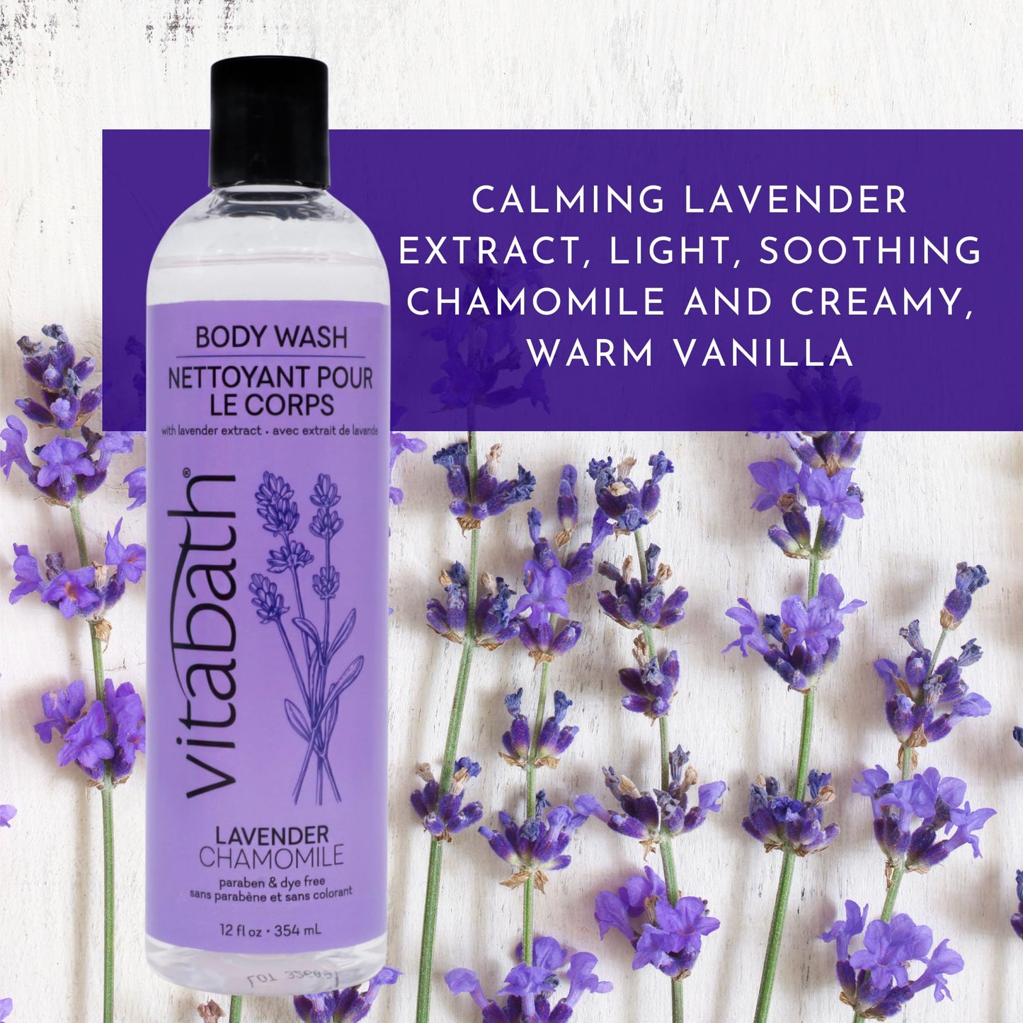 Vitabath Lavender & Chamomile Body Wash Moisturizing Bath & Shower Cleanser & Skincare Radiant Detox & Restore Nourishing Body Polish - Cruelty-Free Beauty & Personal Care Vitabath