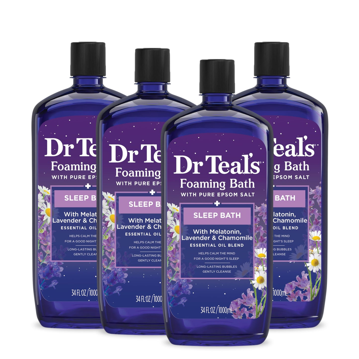 Dr Teal's Foaming Bath with Pure Epsom Salt, Melatonin Sleep Soak with Essential Oil Blend, 34 fl oz (Pack of 4) Beauty & Personal Care Dr Teal's