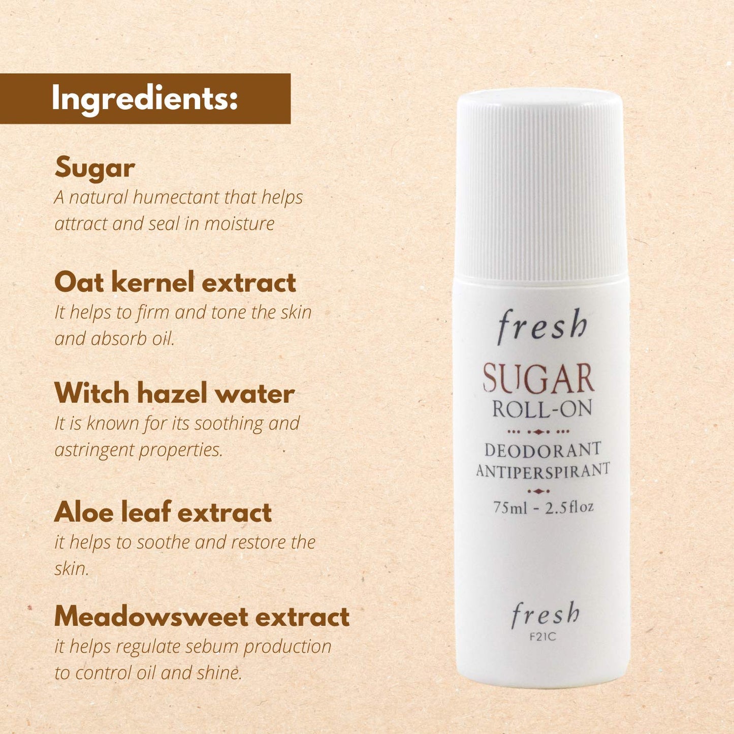 Fresh Sugar Roll-On Deodorant 75ml/2.5oz Beauty and Personal Care Fresh