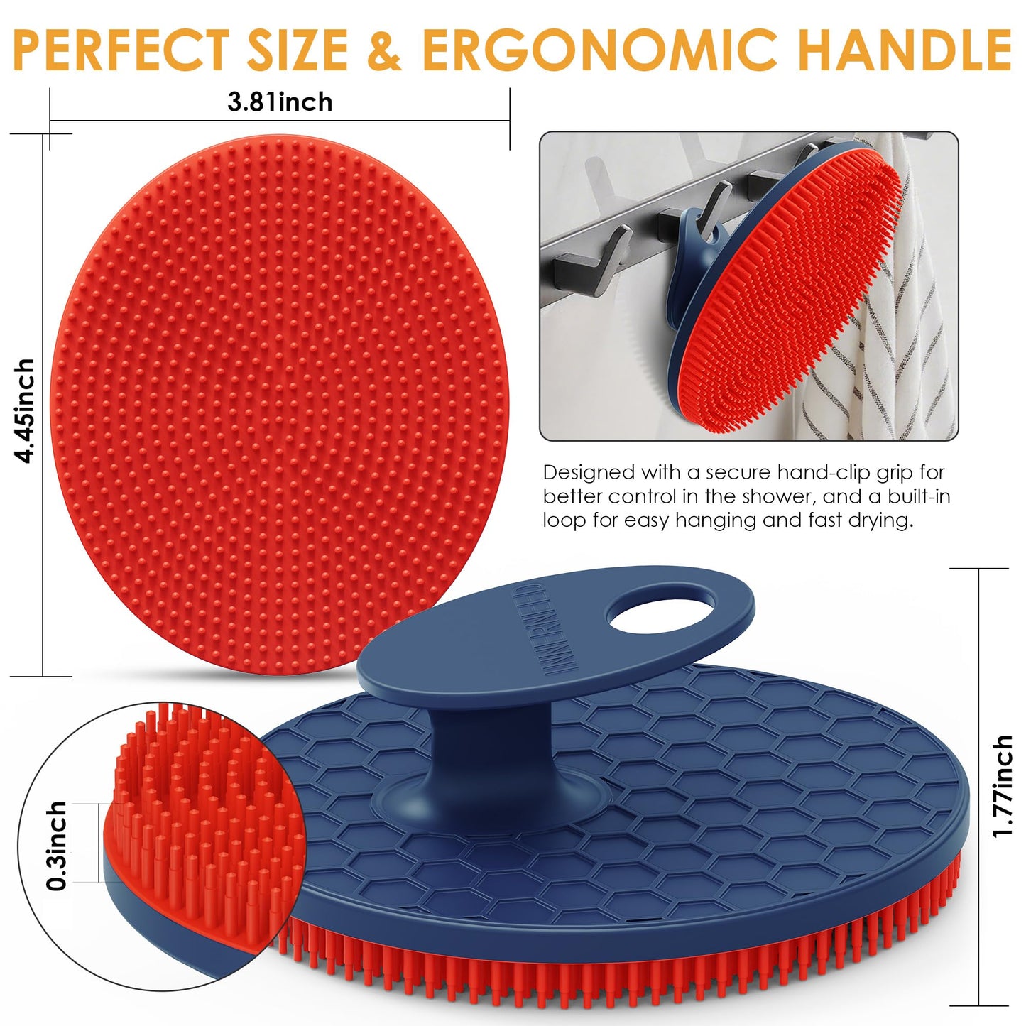 INNERNEED Magnetic Silicone Body Scrubber, Hygienic Shower Brush, Red Beauty and Personal Care INNERNEED