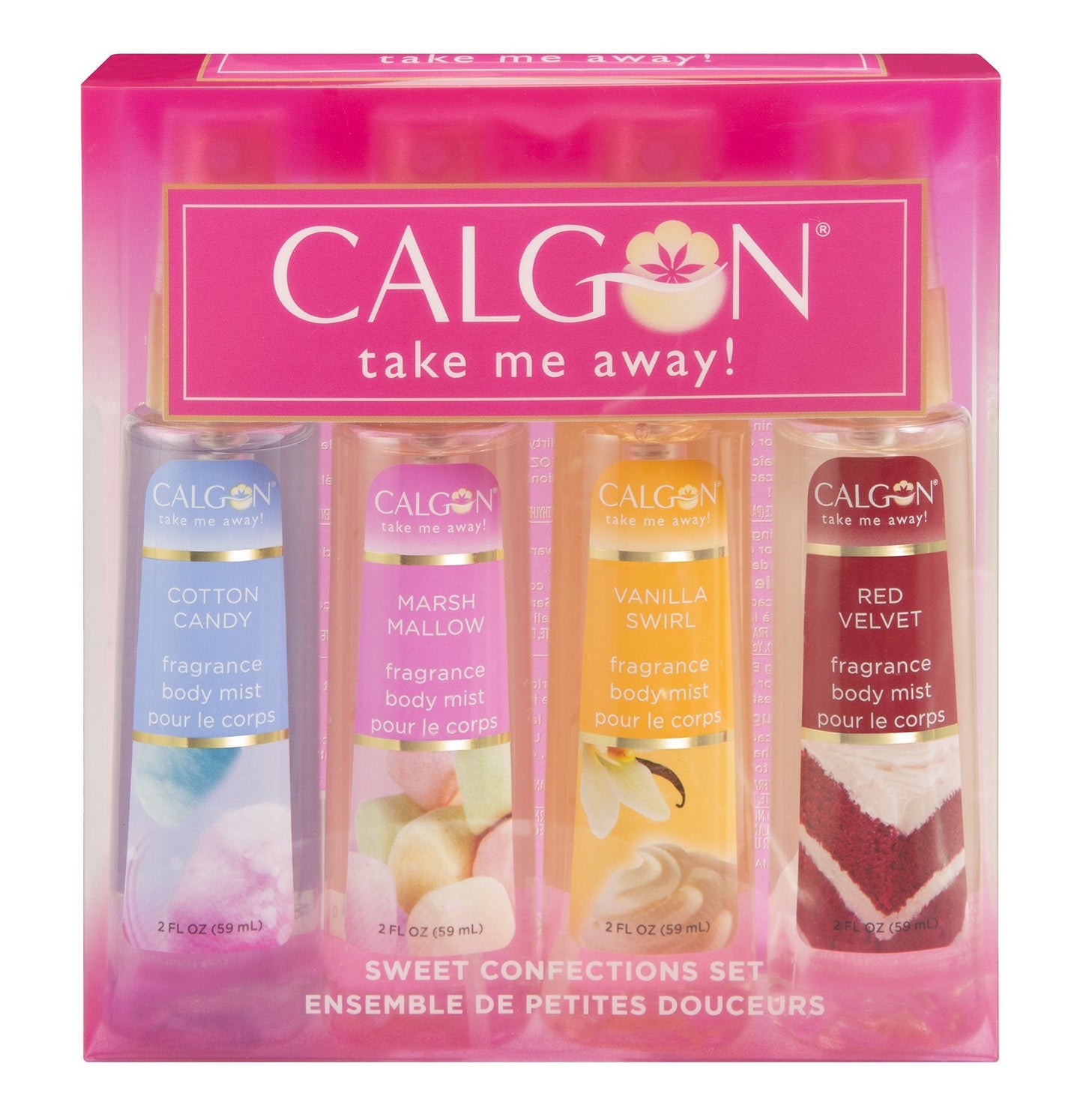 Calgon Take Me Away 4 Pc Gift Set (Refreshing Body Mist 2.0 Oz Of Cotton Candy Marsh Mallow Vanilla Swirl & Red Velvet) for Women By 2 Fl Oz Beauty & Personal Care Calgon
