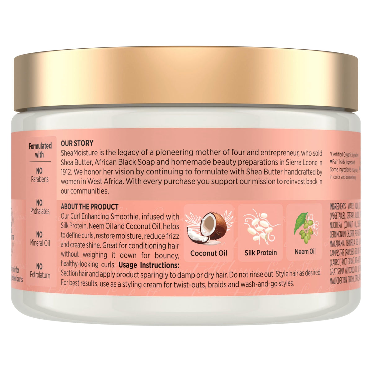 SheaMoisture Smoothie Curl Enhancing Cream Coconut and Hibiscus for Thick, Curly Hair Sulfate Free and Paraben Free 12 oz Beauty & Personal Care Shea Moisture
