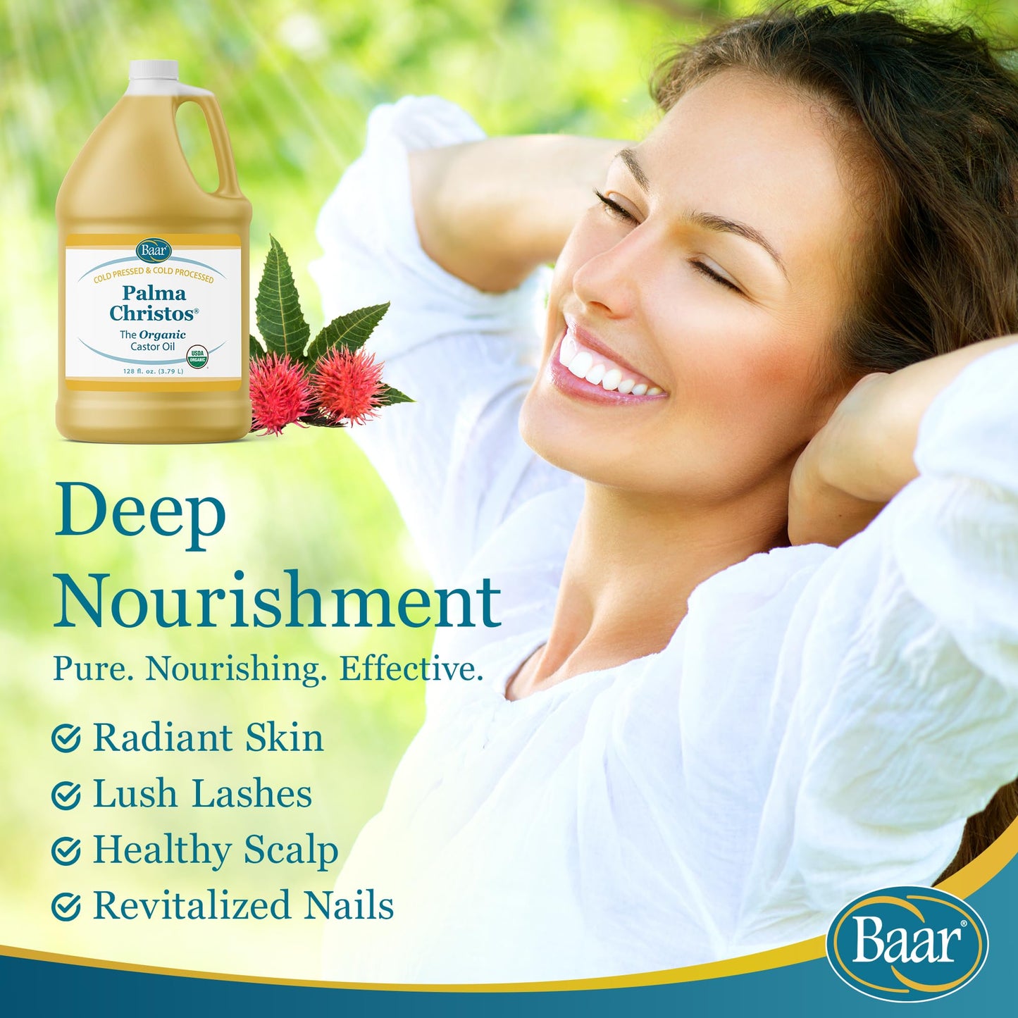 Baar Organic Castor Oil for Eyelash, Eyebrow and Hair Renewal, Skin Repair and Protection, Detox & Cleansing and Relief for Sore Muscles and Stiff Beauty & Personal Care Baar