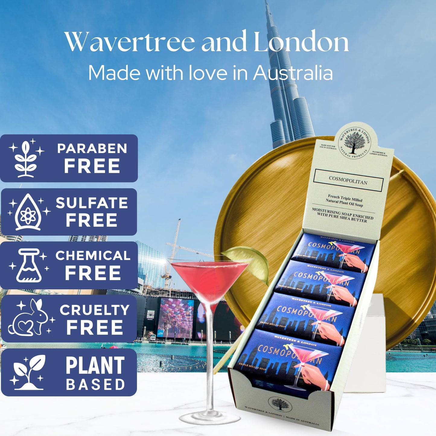 Wavertree & London Cosmopolitan Scented Natural Soap (8 Bars), 7oz Moisturizing French Triple Milled Soap Bars enriched with shea butter - Pure Plant Beauty & Personal Care Wavertree & London