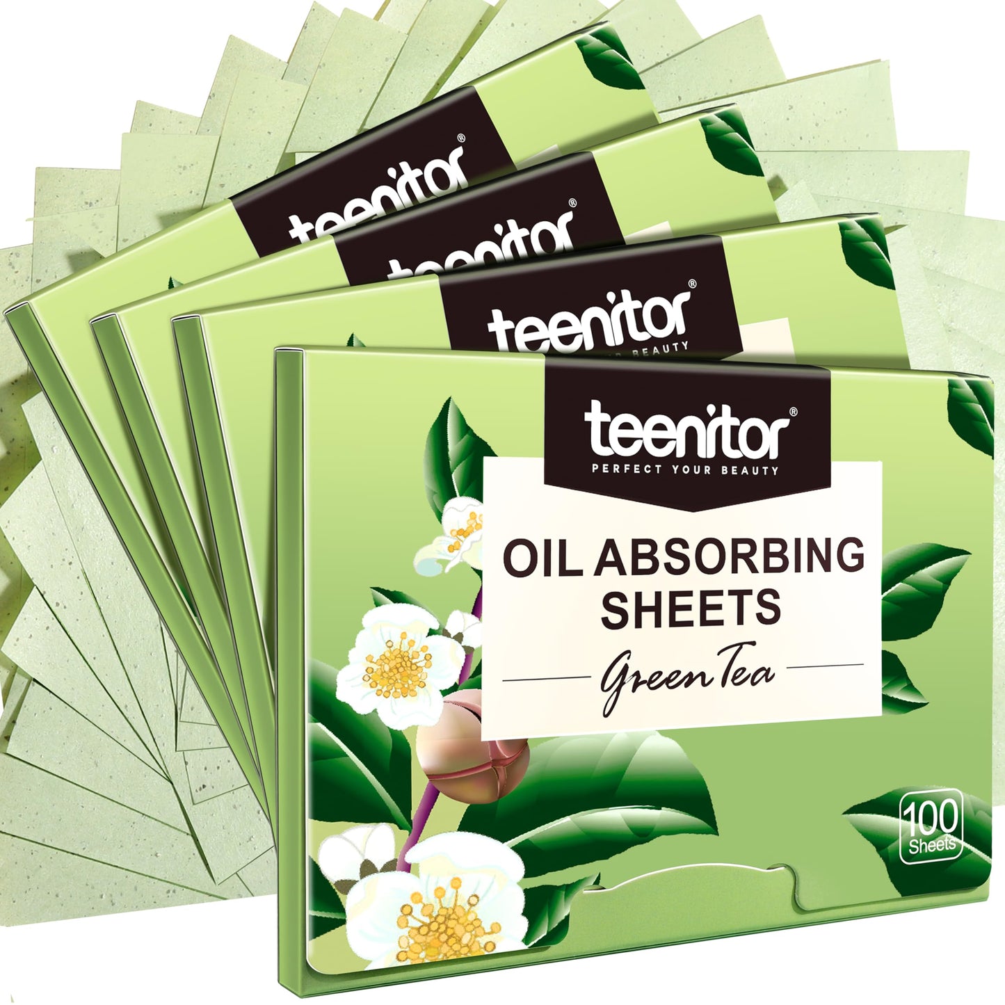 Teenitor Oil Blotting Sheets for Face, 400 Sheets Green Tea Oil Absorbing Sheets Blotting Paper for Oily Skin, Oil Absorbent Pads Face Oil Wipes Oil Beauty and Personal Care Teenitor
