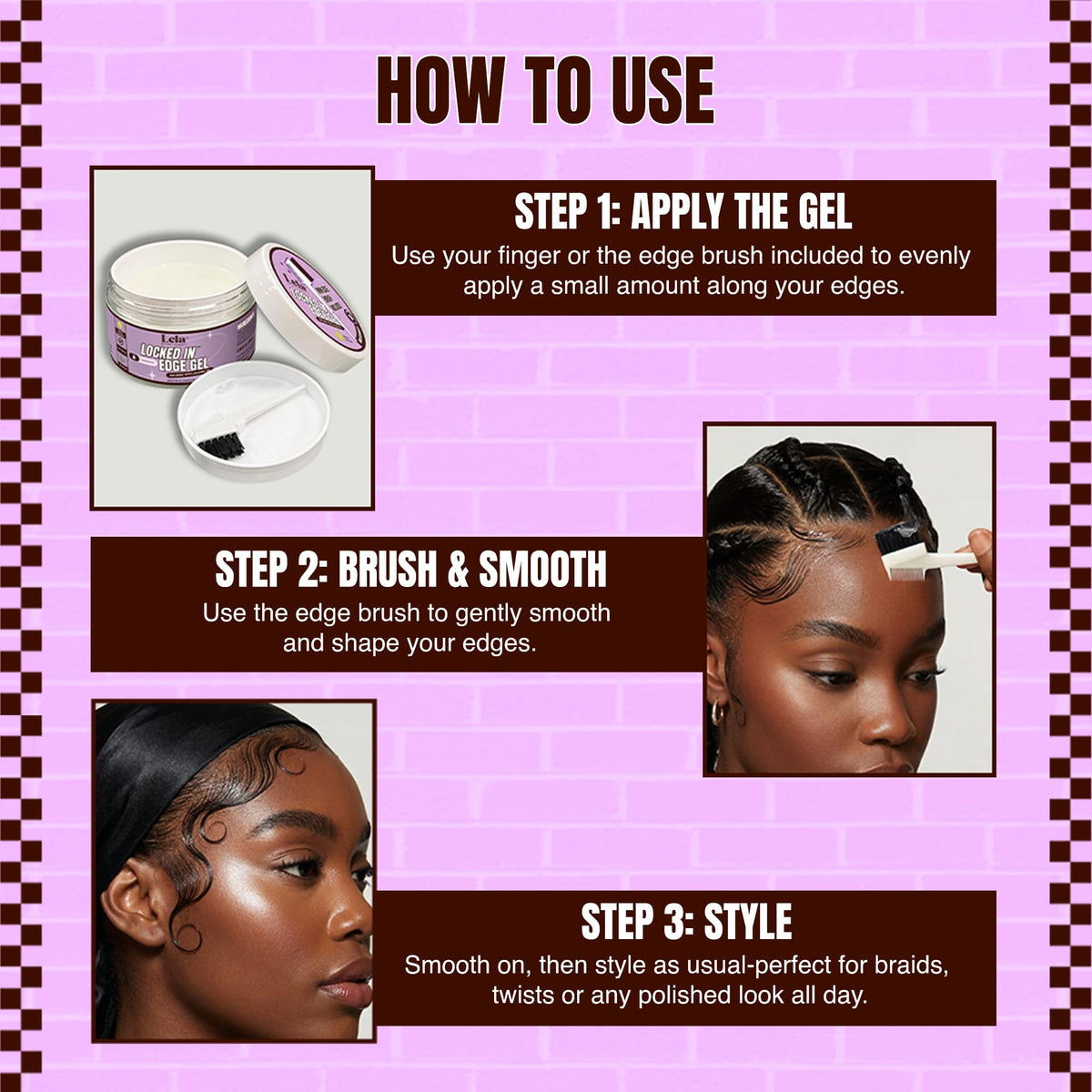 Lela Beauty Locked In™ Edge Gel with Jojoba, Biotin, Castor Oil & Melon Scent - Travel Friendly Styling with Mini Edge Brush - Long Lasting Beauty & Personal Care LELA by Ana Beauty