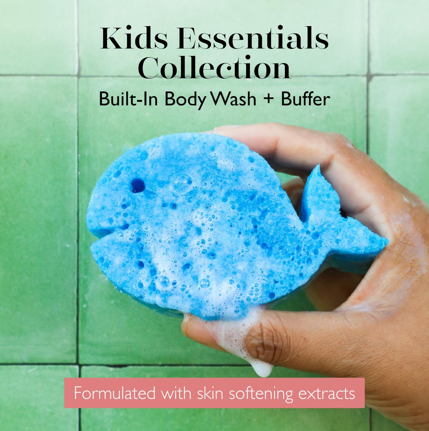 Spongelle Essentials Kids Whale Buffer - All Ages - Bath & Shower Loofah for Kids - Cleanse, Exfoliate, and Nourish in one Easy Step - Cruelty-Free Beauty and Personal Care SPONGELLÉ