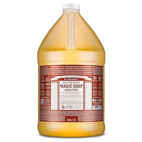 Dr. Bronner's Pure-Castile Magic Soap Liquid (Eucalyptus, 1 Gallon) - Made with Regenerative Organic Certified Oils, 18-in-1 Uses: Face, Body, Hair Beauty & Personal Care Dr. Bronner's