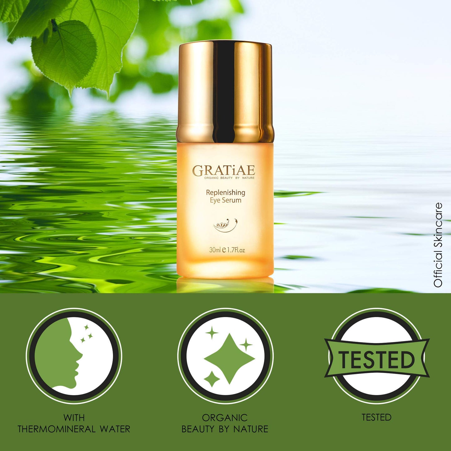 Gratiae Organic Replenishing Eye Serum - Cosmetic Eye Care with Vitamin E, 1.02 fl oz Beauty & Personal Care Gratiae