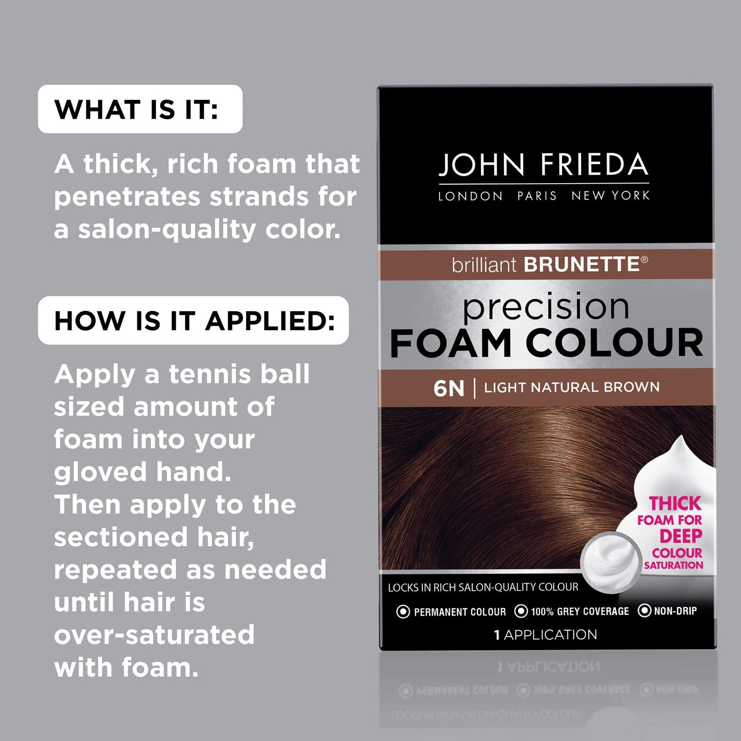 John Frieda Precision Foam Hair Colour, Light Natural Brown 6N, 2 pk Beauty & Personal Care John Frieda