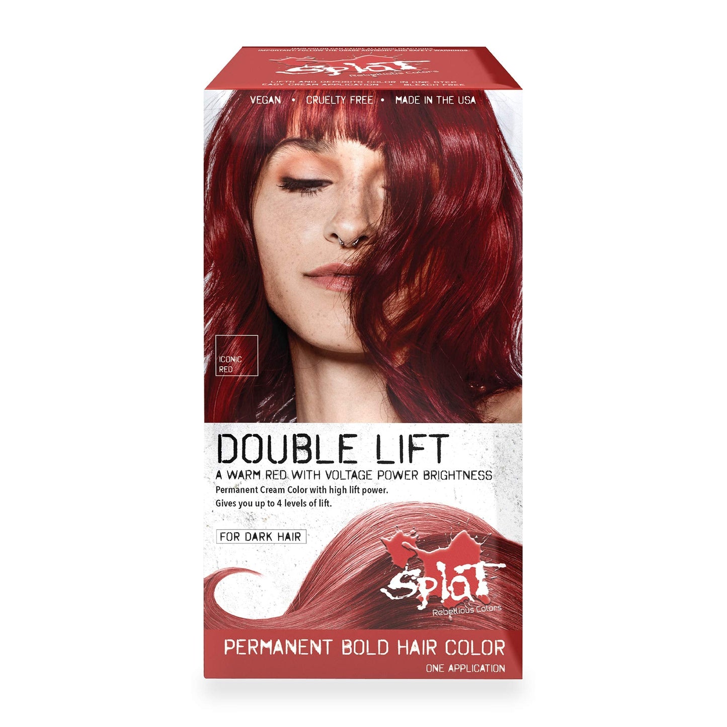 Splat Iconic Red Double Lift Permanent Hair Dye Kit, 1 Application, Includes Red Hair Color, Developer, Concentrate, Conditioner, Gloves, Processing Beauty & Personal Care Splat