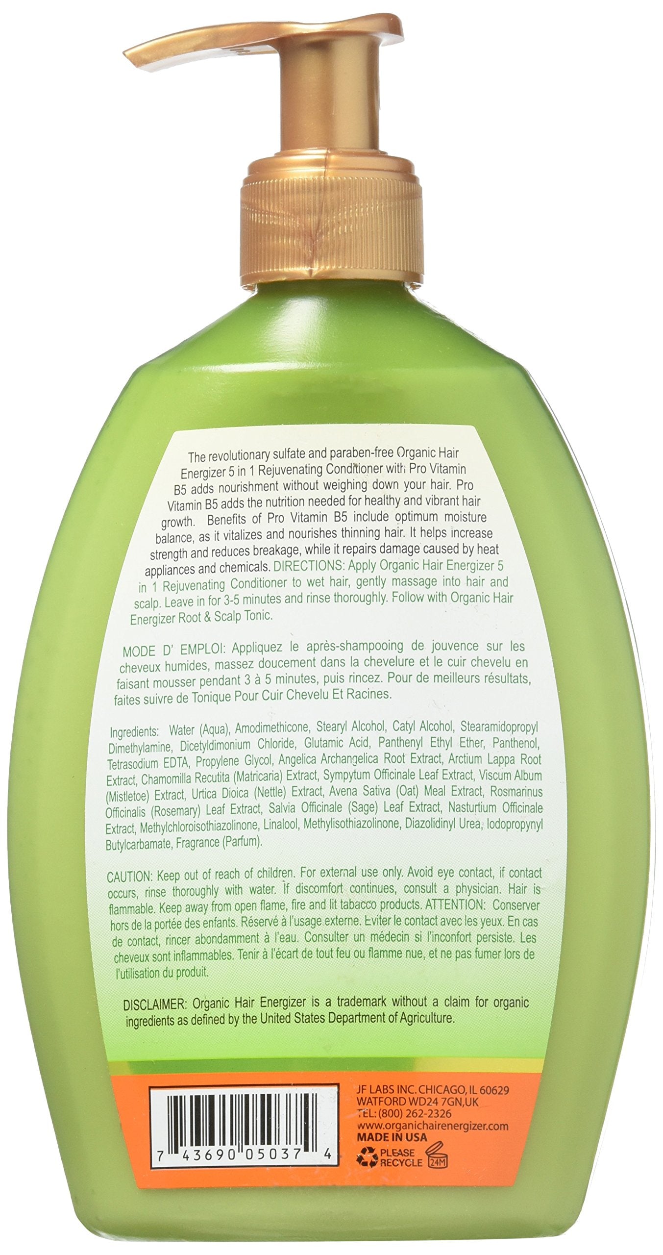 Organic Hair Energizer 5 In 1 Rejuvenating Conditioner 13oz, 13 Oz Beauty & Personal Care Organic Hair Energizer