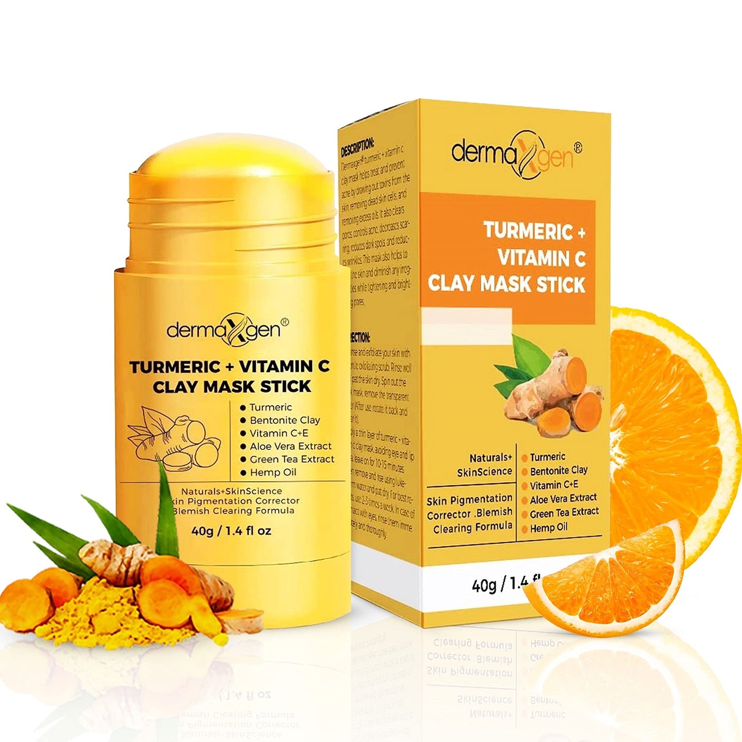 DERMAXGEN Organic Vitamin C Clay Mask Stick - Detox Clay Face Mask Stick for Acne Scars & Pore Cleansing - Clean Pores and Remove Blackheads - Improve Beauty & Personal Care DERMAXGEN