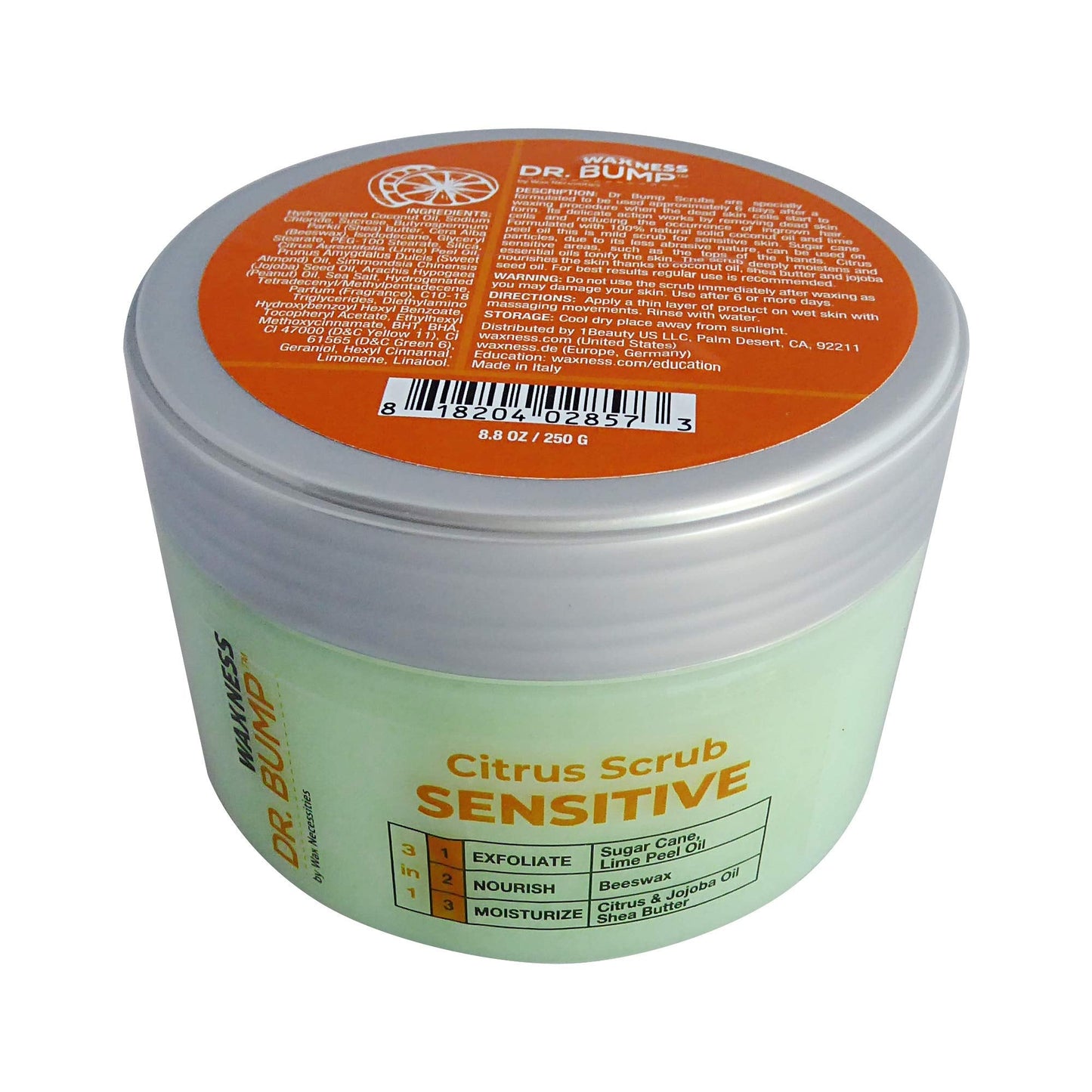 Waxness Dr. Bump Citrus Sensitive Exfoliating Scrub - Professional Pre & Post Wax Care - 8.8 oz (250 g) - Made in Italy Beauty and Personal Care Waxness