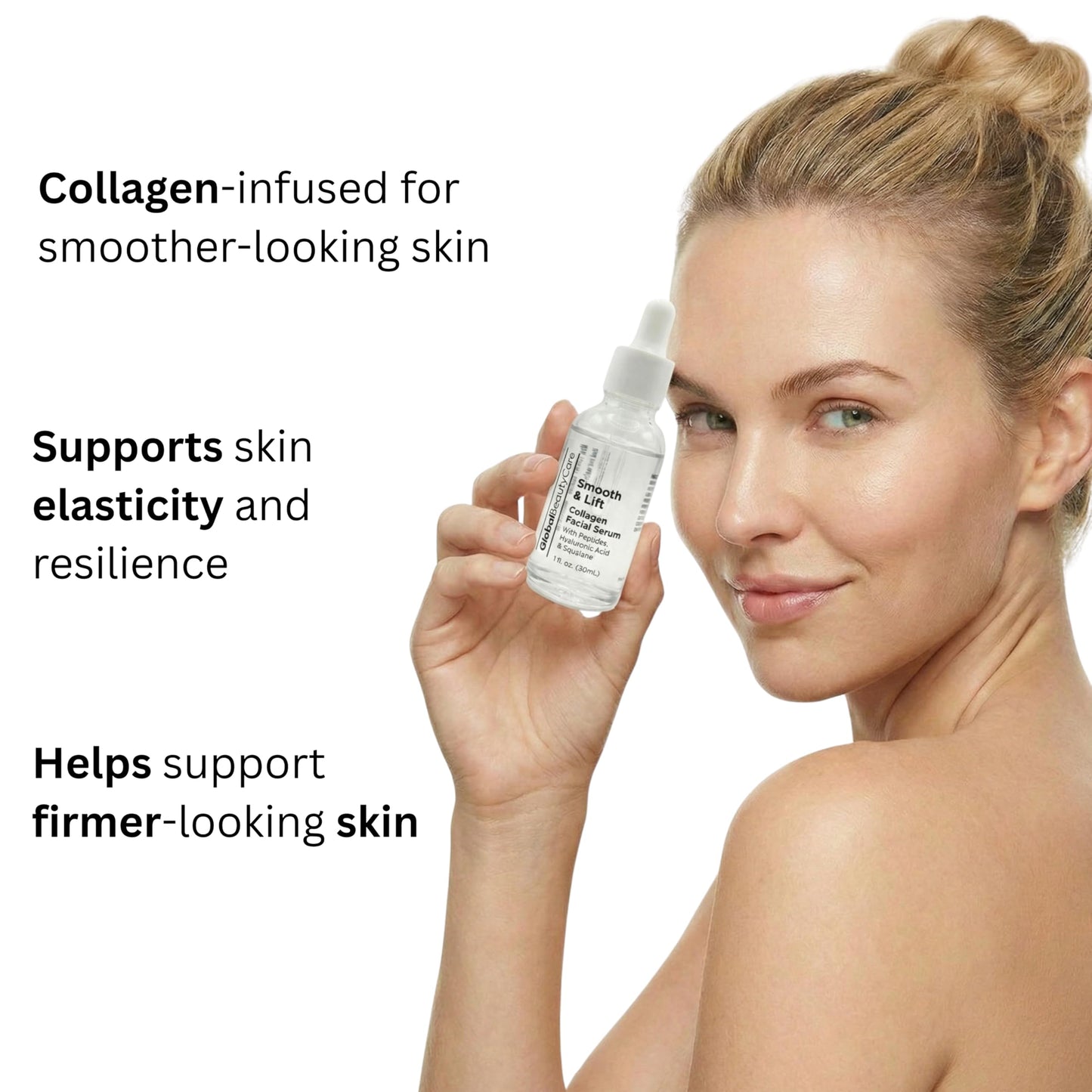 Global Beauty Care Smooth & Lift Collagen Facial Serum Hydrating Face Serum to Support Firm-Looking Skin with Peptides, Hyaluronic Acid & Squalane Beauty & Personal Care Global Beauty Care