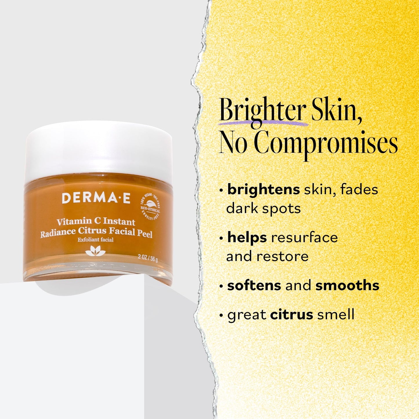 DERMA E Vitamin C Instant Radiance Citrus Facial Peel - Non-Abrasive for Face and Neck - Skin Brightening Face Peel Resurfaces, Smooths Beauty & Personal Care Derma E