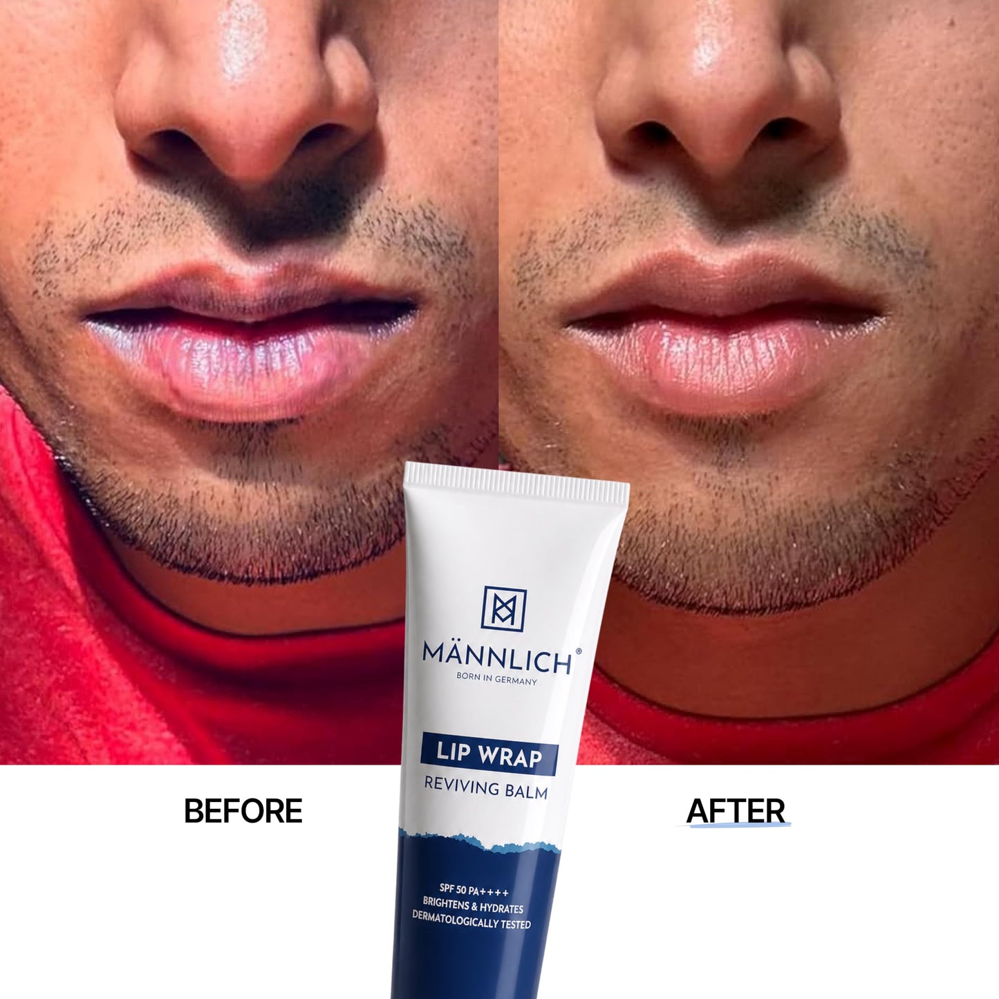 Mannlich Lip Balm For Men Lip Care With Spf 50 Pa++++ Protection - Lip Lightening For Dry & Chapped Lips - Moisturizes, Long-Lasting Hydration With 2% Beauty and Personal Care Mannlich